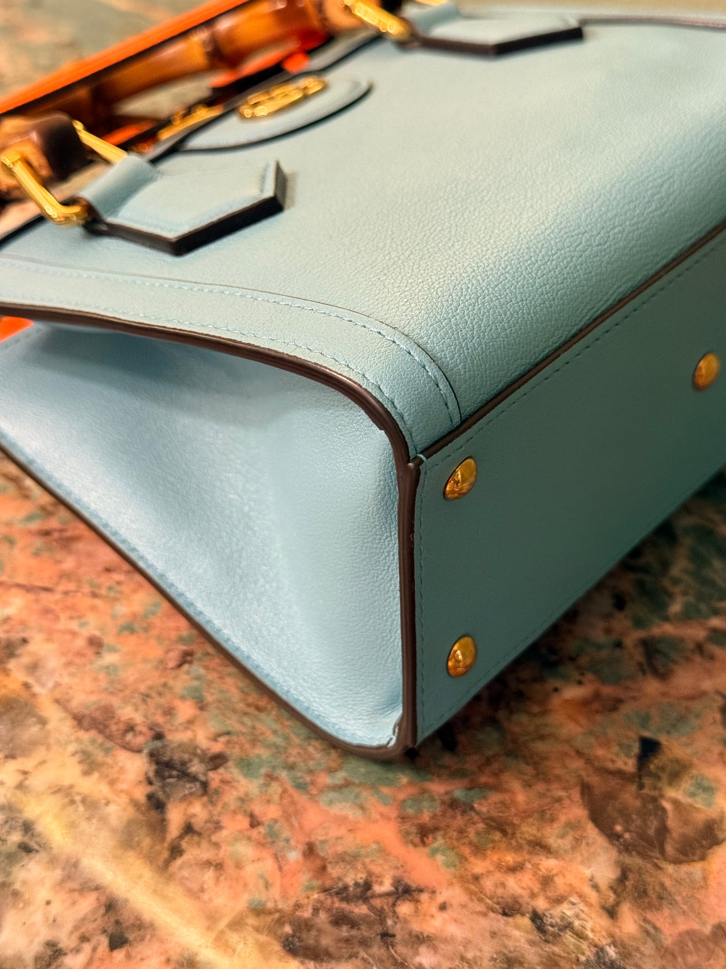 GUCCI LIGHT BLUE MINI DIANA HANDBAG