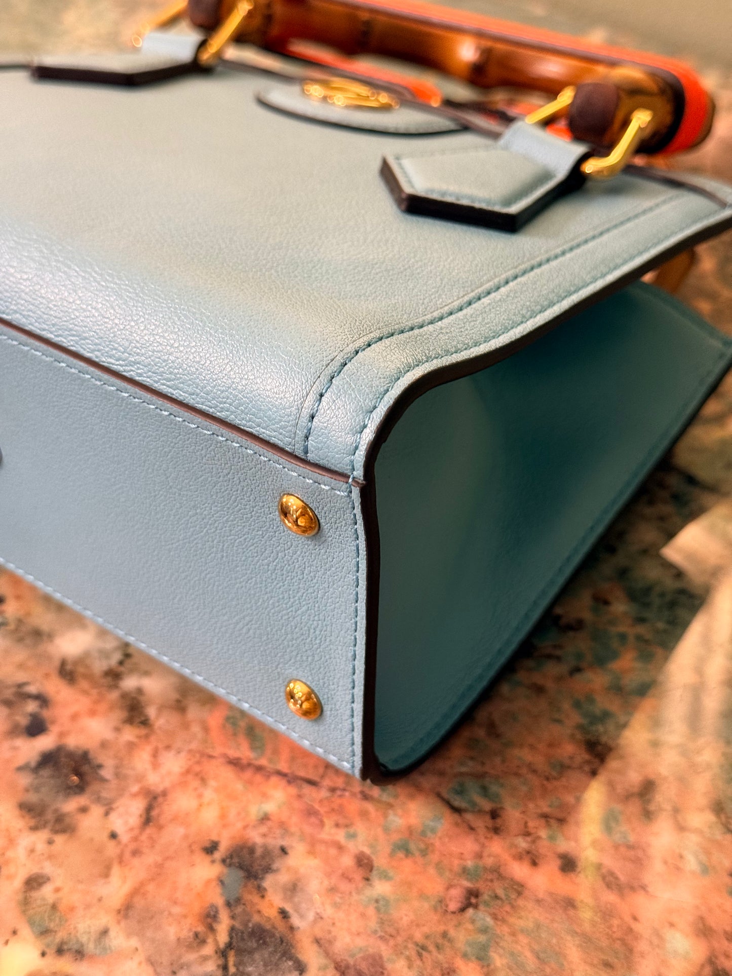 GUCCI LIGHT BLUE MINI DIANA HANDBAG
