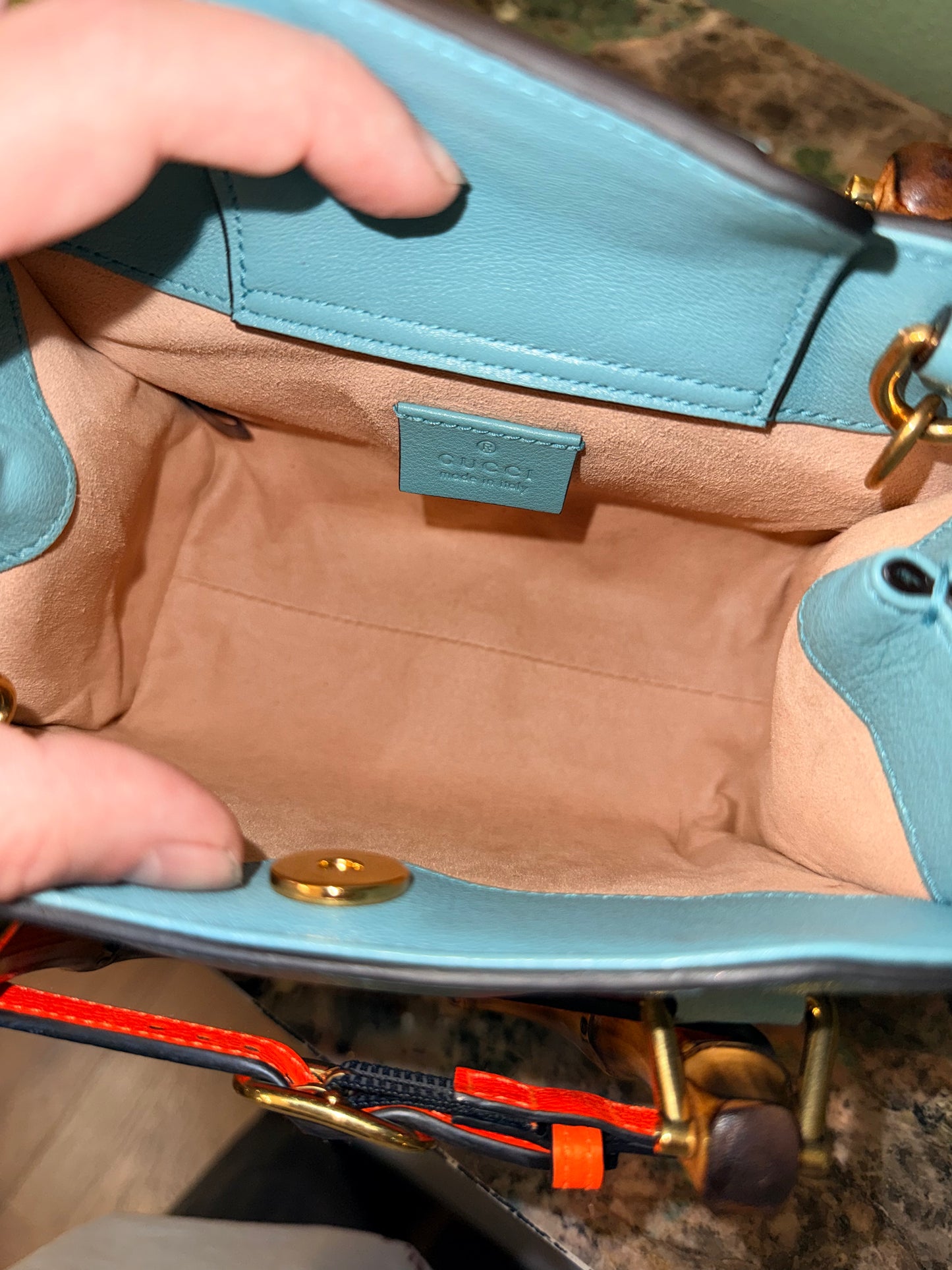 GUCCI LIGHT BLUE MINI DIANA HANDBAG