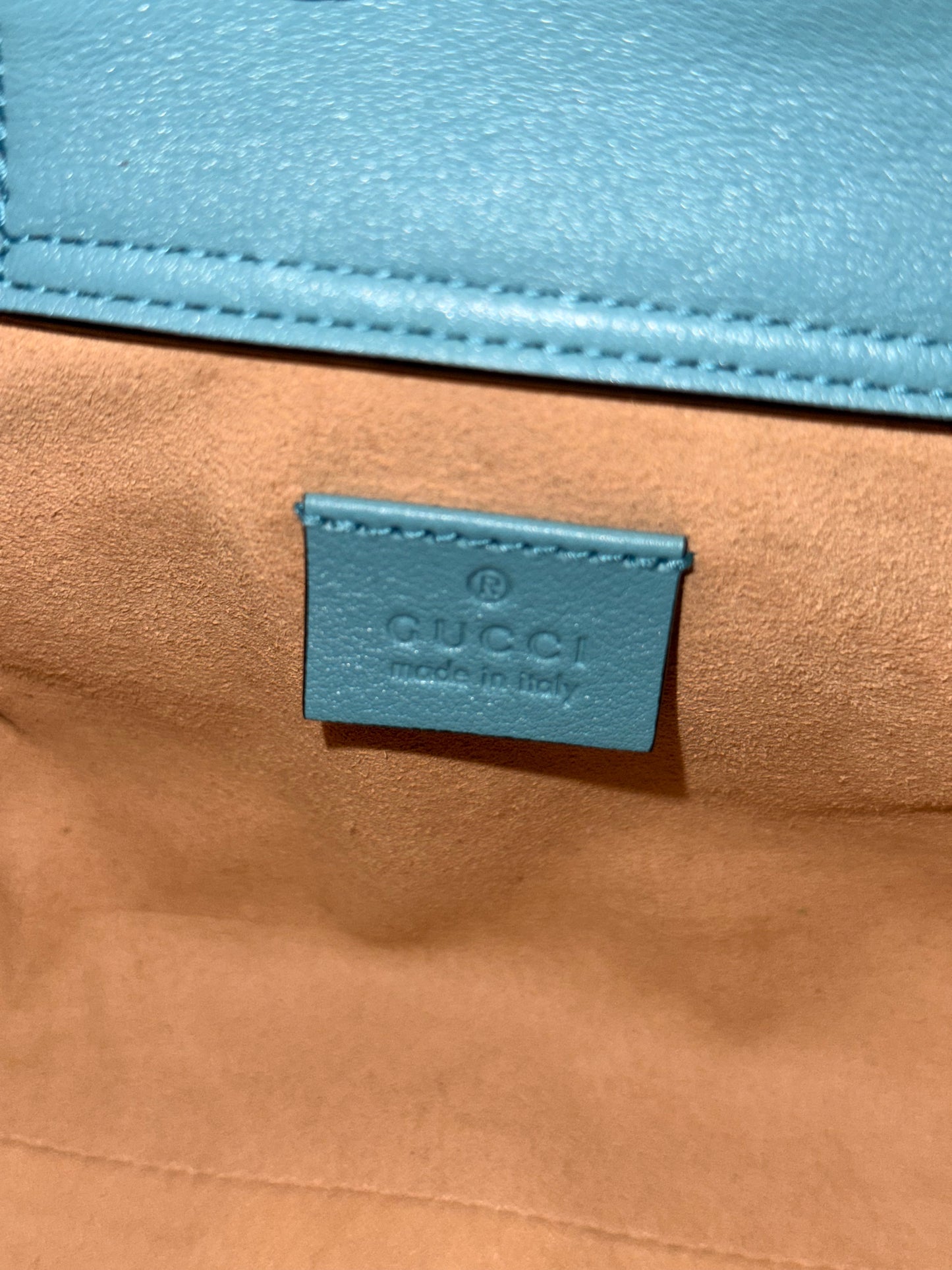 GUCCI LIGHT BLUE MINI DIANA HANDBAG