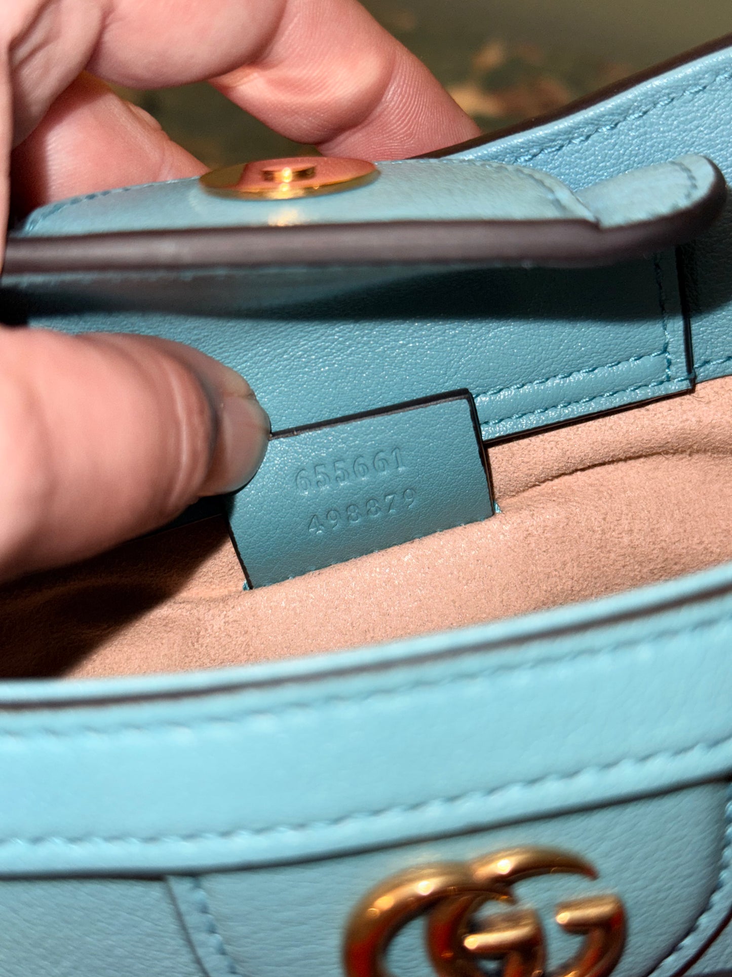 GUCCI LIGHT BLUE MINI DIANA HANDBAG