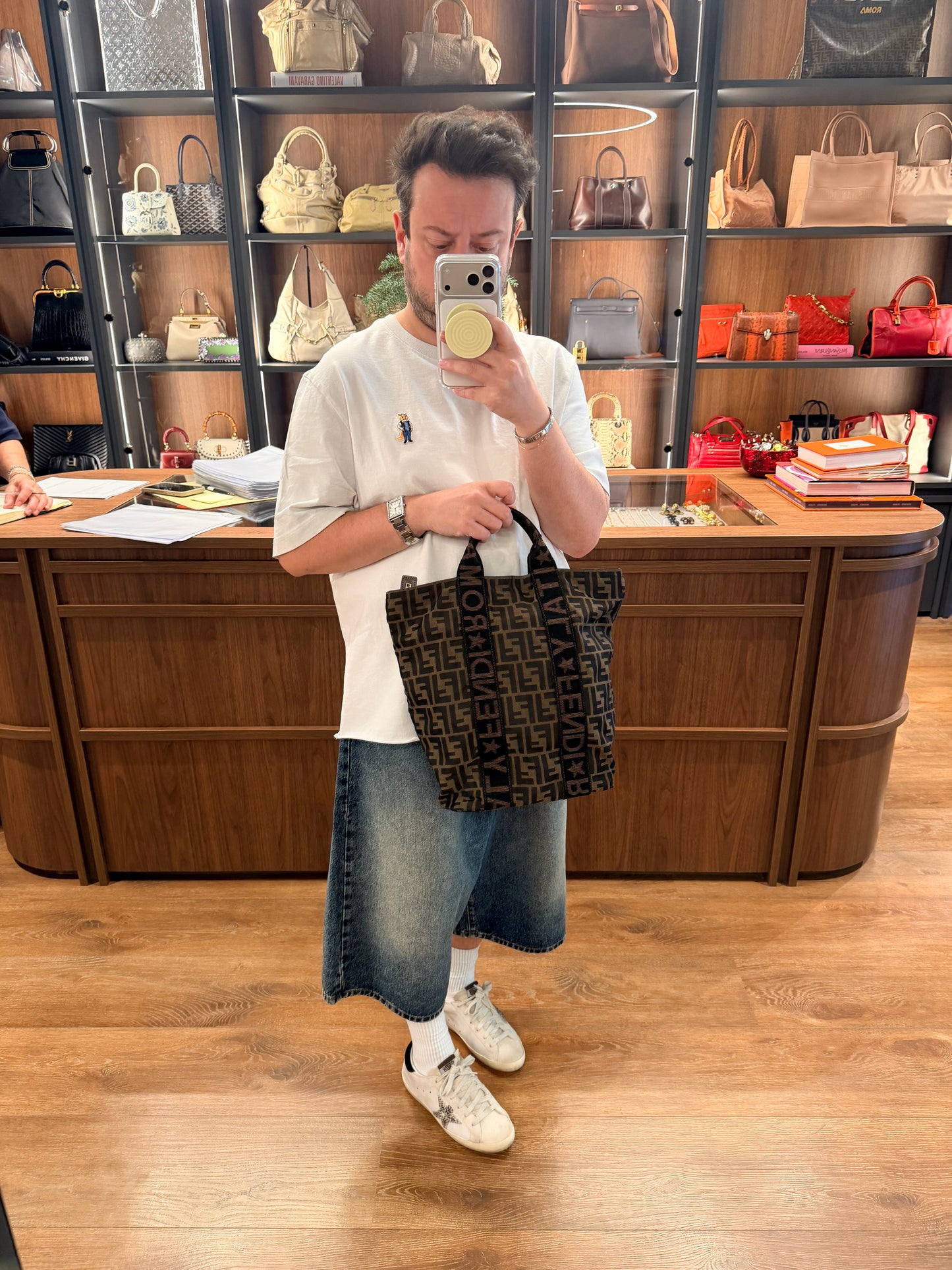 FENDI ZUCCA ROMA 1925 SHOPPING TOTE HANDBAG