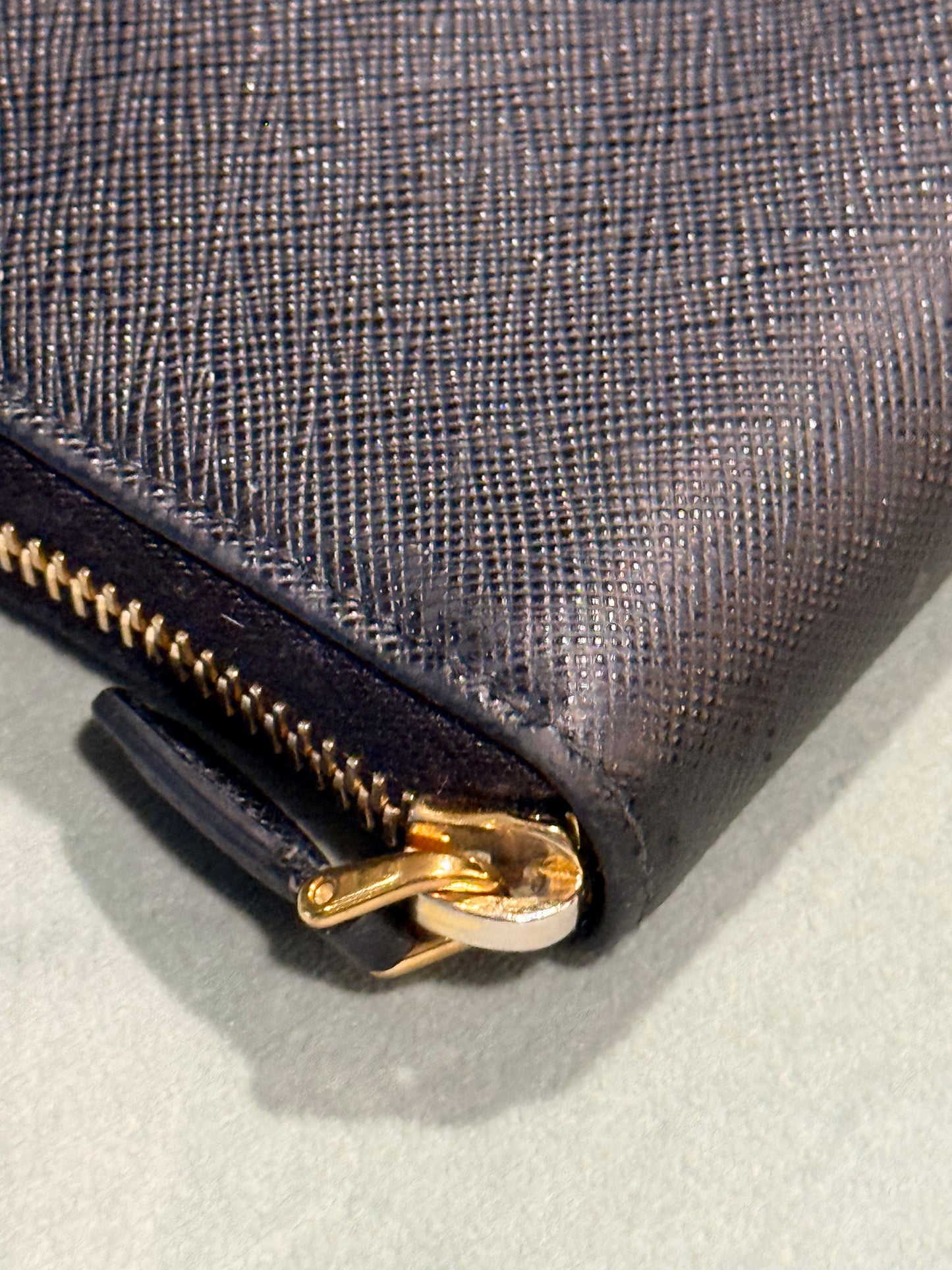 PRADA BLACK SAFFIANO LARGE ZIP AROUND WALLET