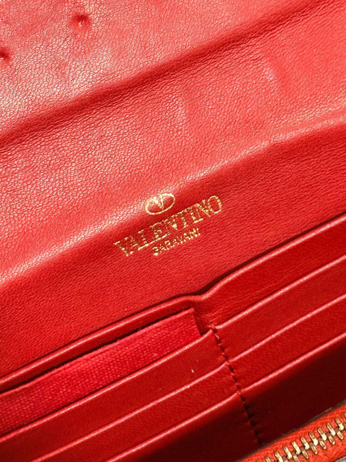 VALENTINO RED SPIKE CONTINENTAL WALLET