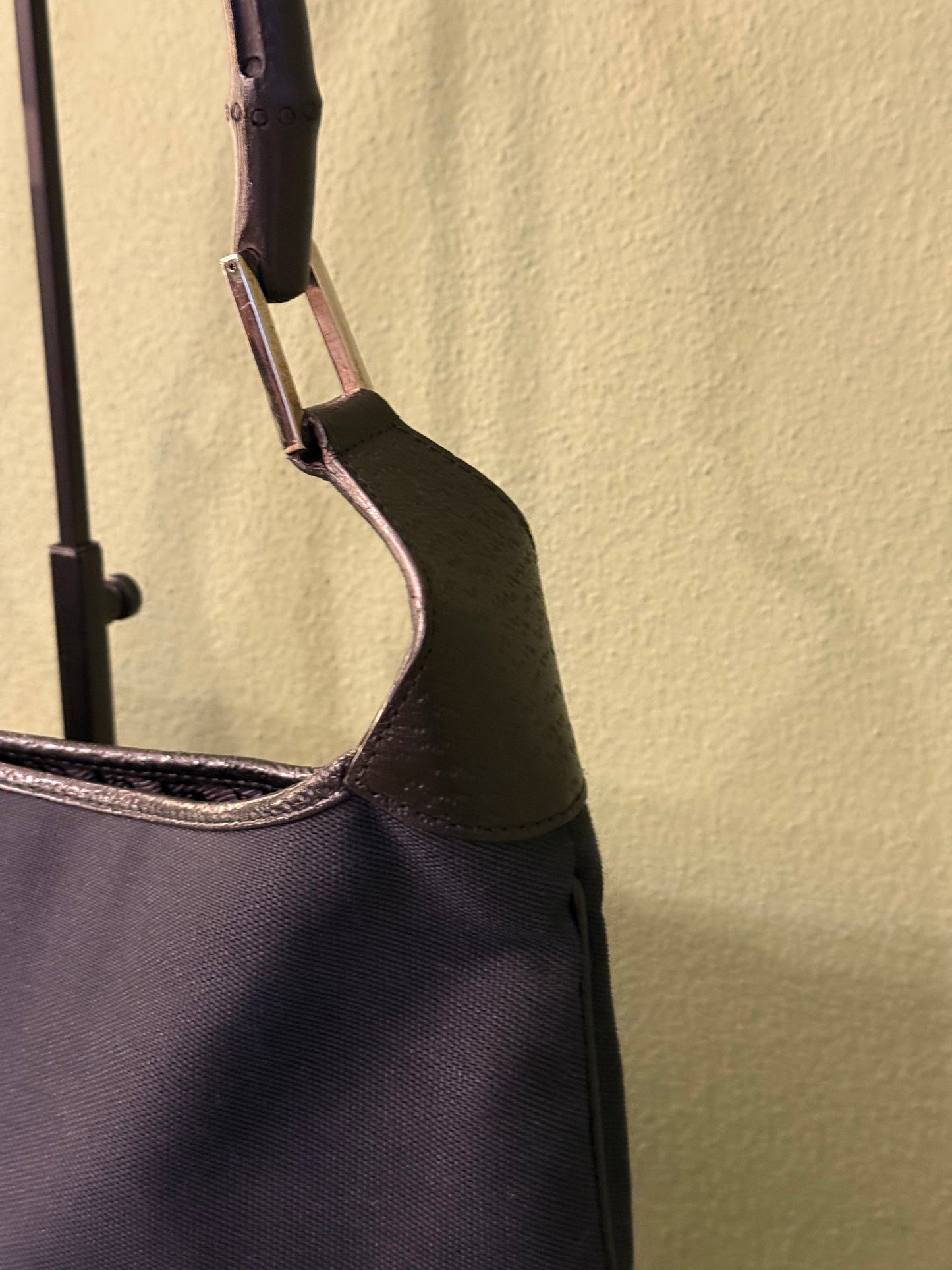 GUCCI BLACK BAMBOO BOUVIER SHOULDER BAG