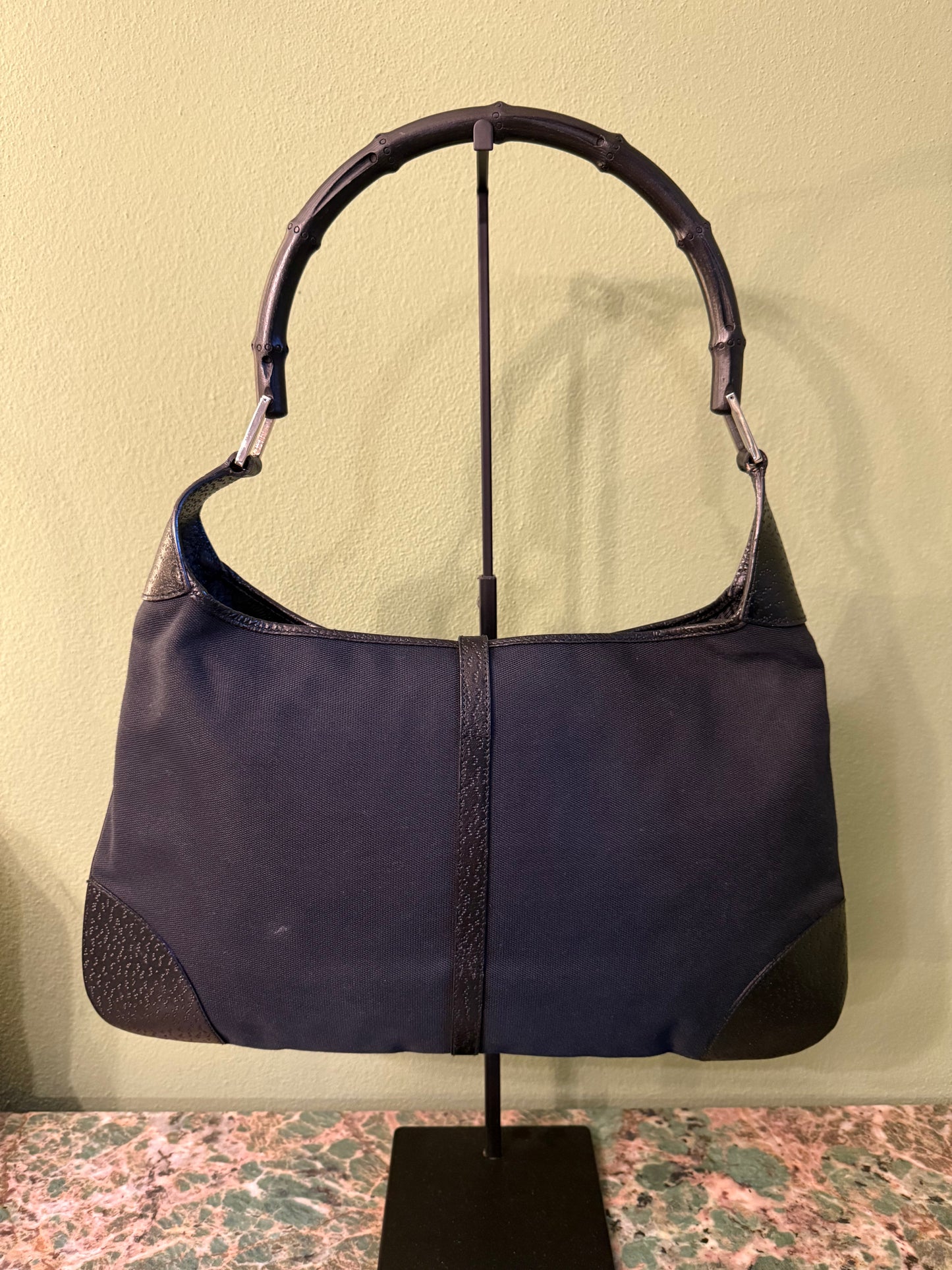 GUCCI BLACK BAMBOO BOUVIER SHOULDER BAG