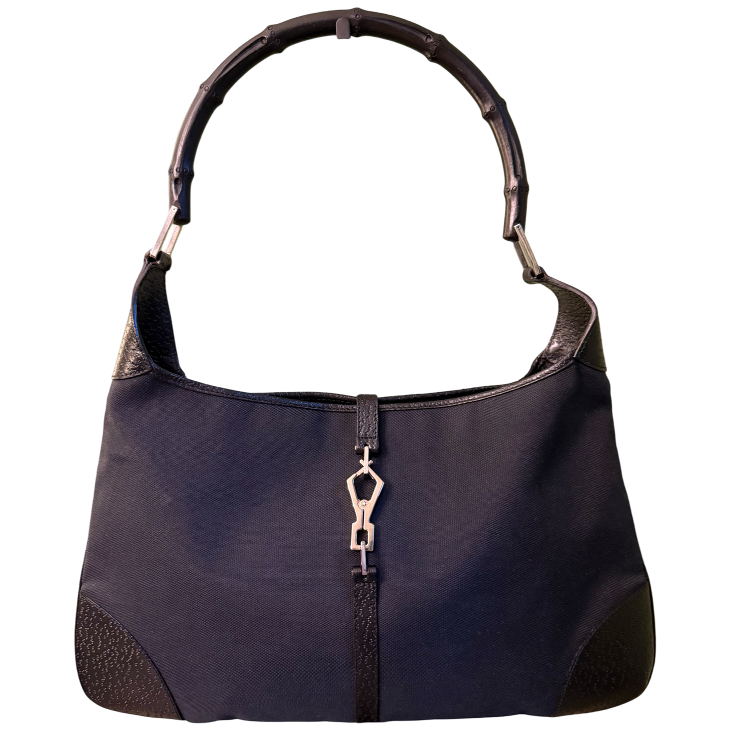 GUCCI BLACK BAMBOO BOUVIER SHOULDER BAG