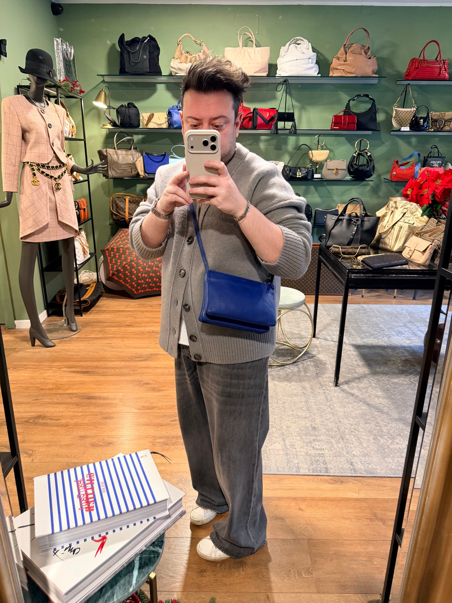 CÈLINE BLUE SMALL TRIO CROSSBODY BAG