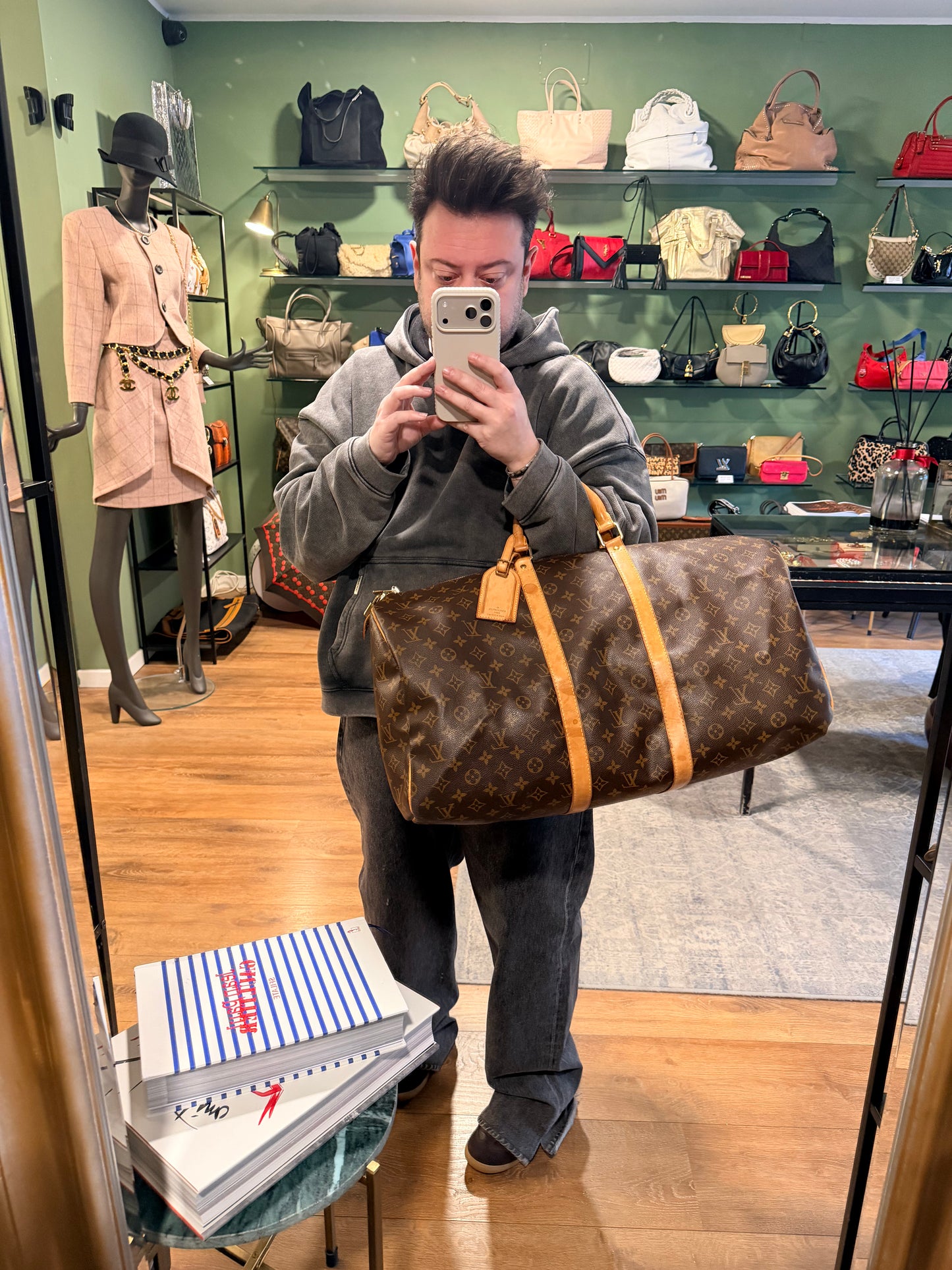 LOUIS VUITTON MONOGRAM KEEPALL 55 TRAVEL BAG