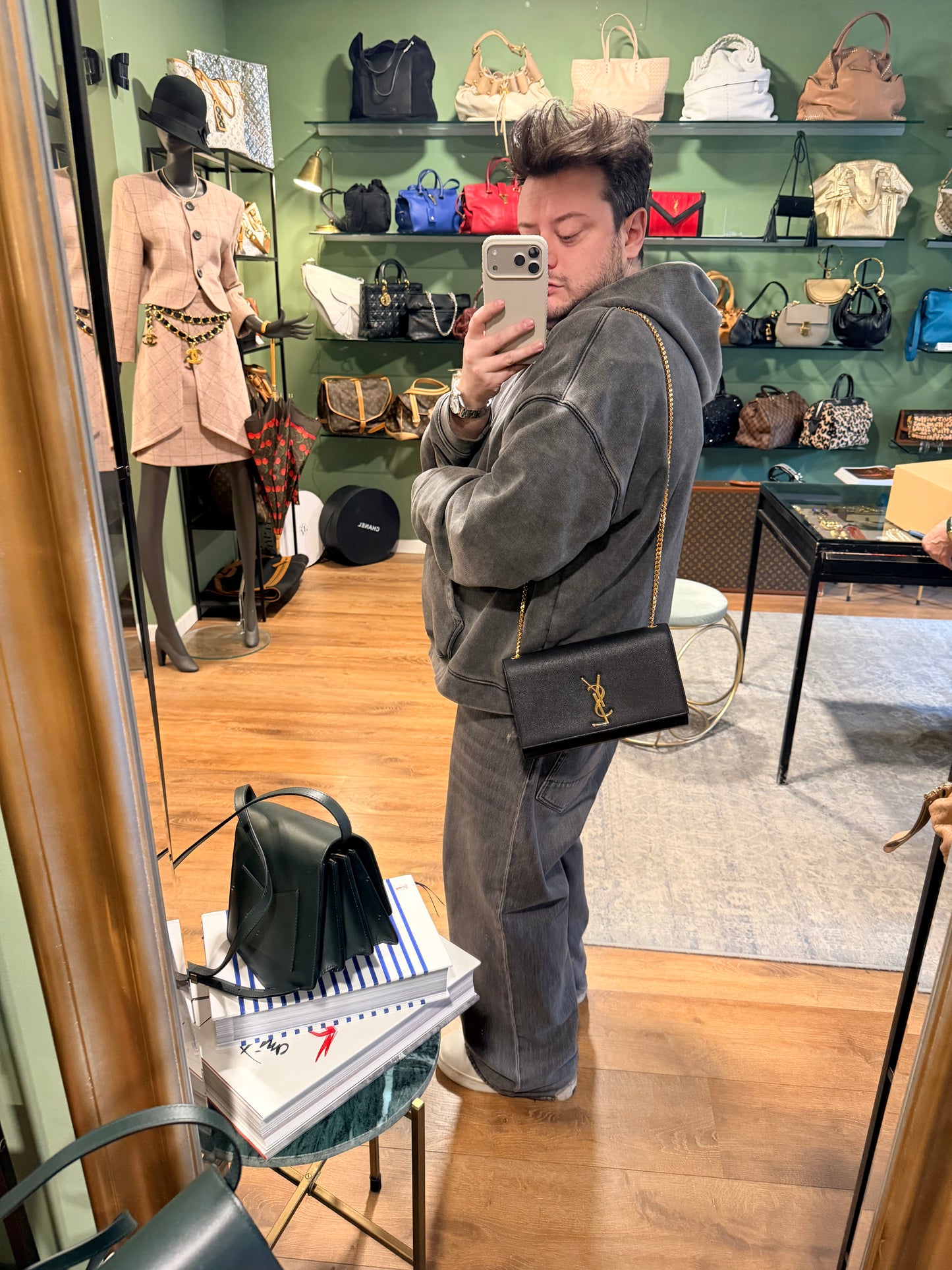 SAINT LAURENT BLACK MEDIUM KATE CROSSBODY BAG