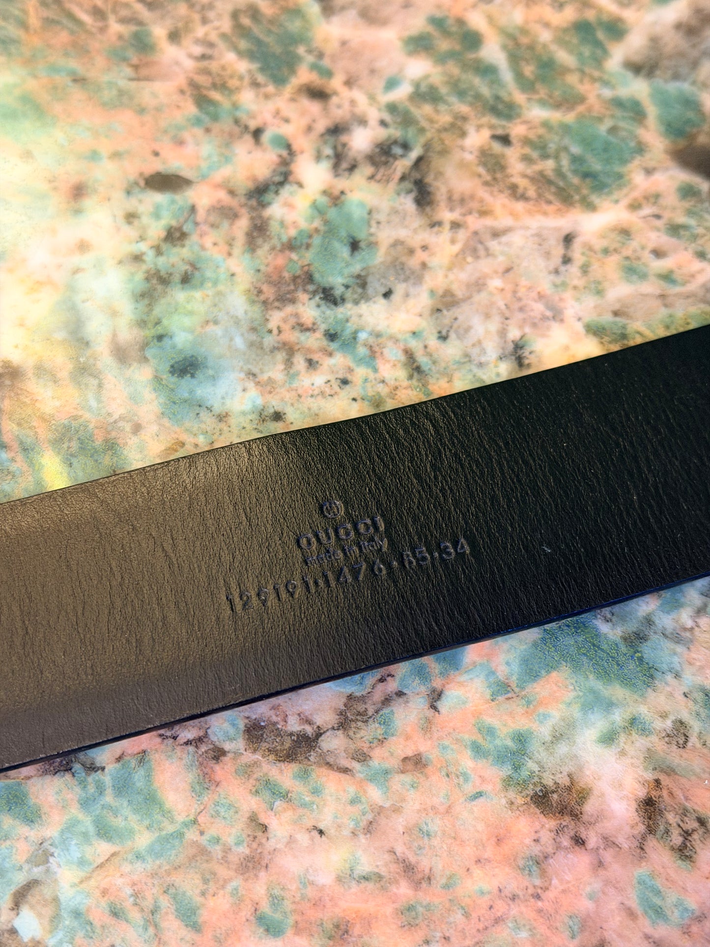 GUCCI BLACK EMBOSSED LIZARD SNAKE BELT