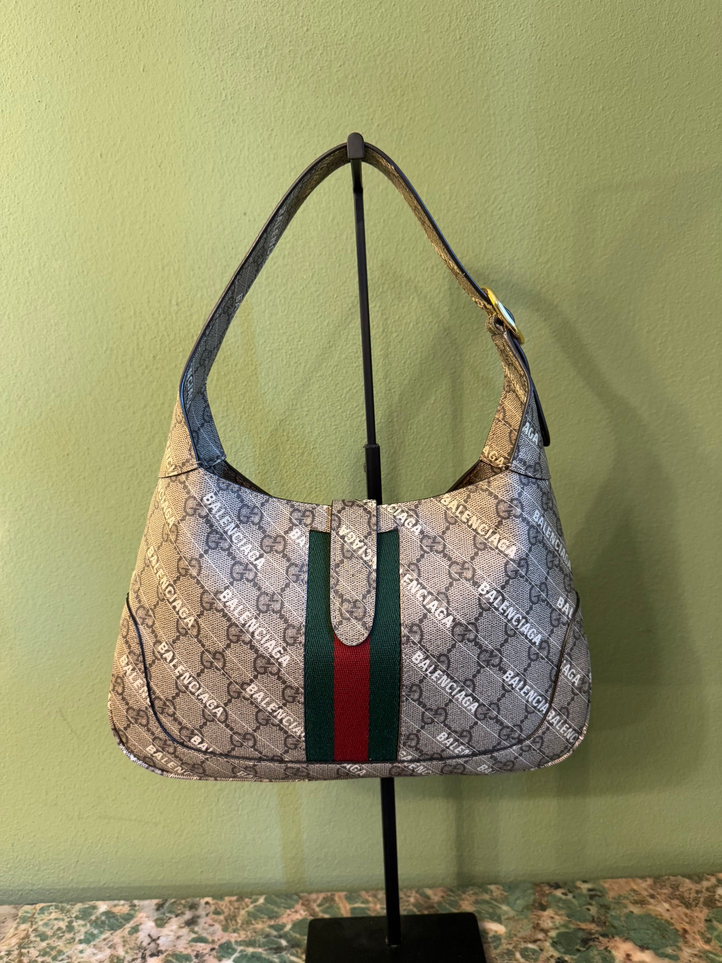 GUCCI X BALENCIAGA GG SUPREME SMALL JACKIE SHOULDER BAG