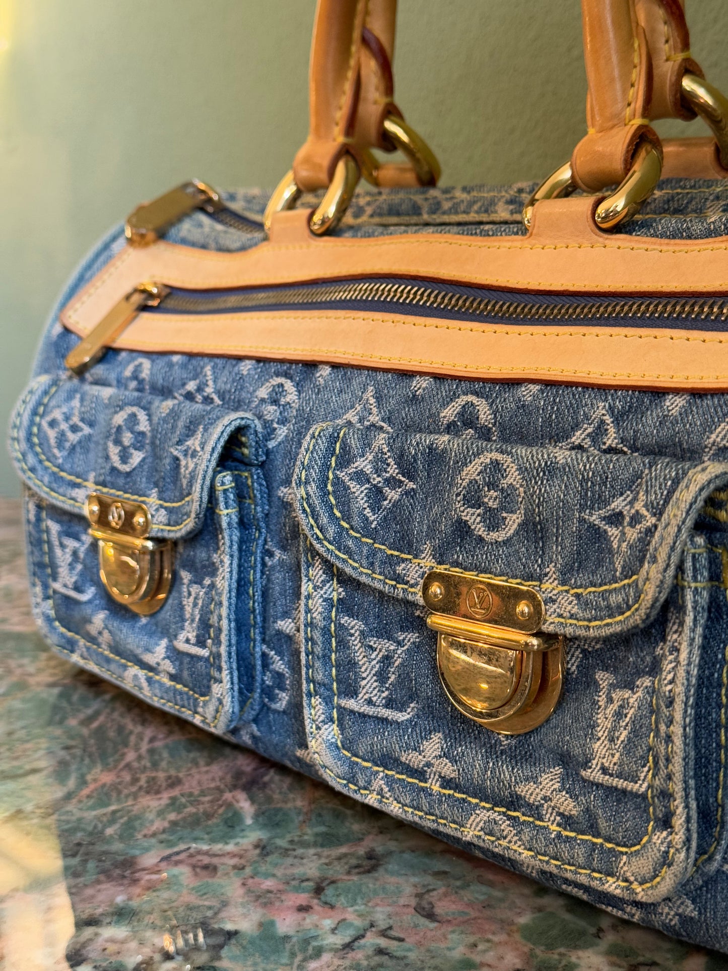 LOUIS VUITTON MONOGRAM DENIM NEO SPEEDY BOSTON BAG