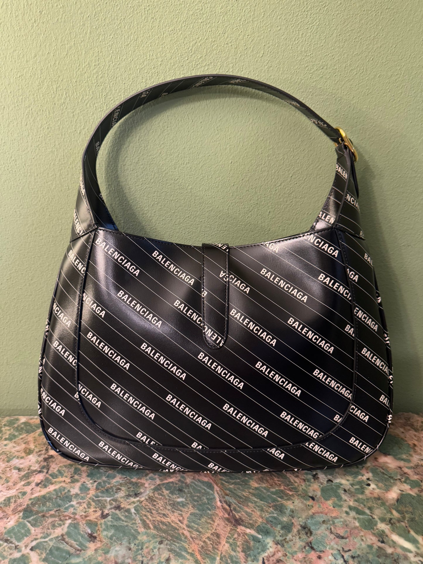 GUCCI X BALENCIAGA MEDIUM BLACK JACKIE 1961 SHOULDER BAG