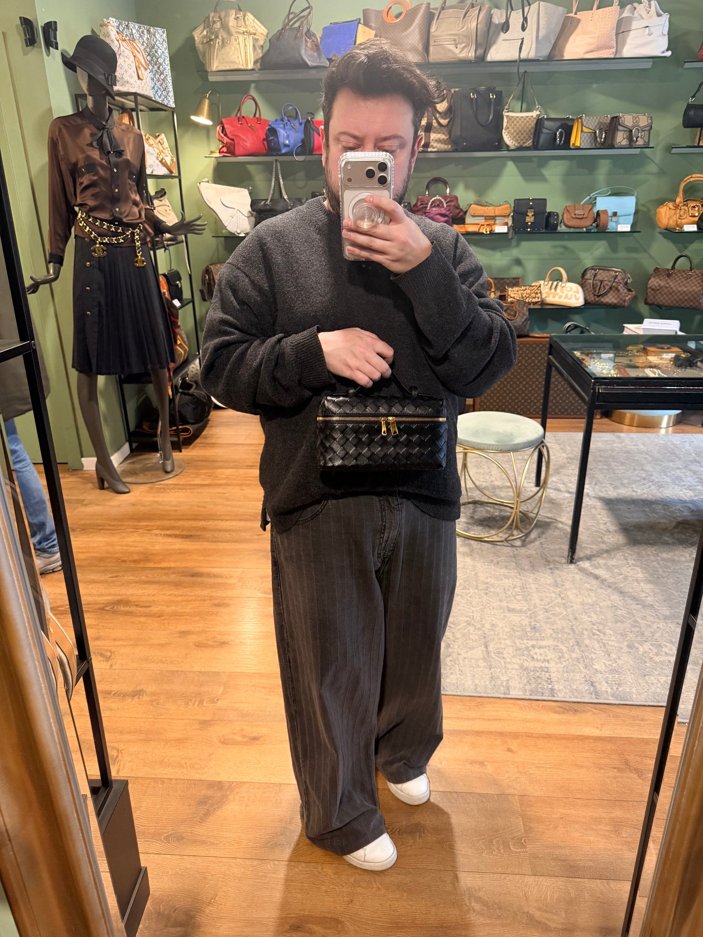 BOTTEGA VENETA BLACK BANG BANG VANITY CROSSBODY BAG