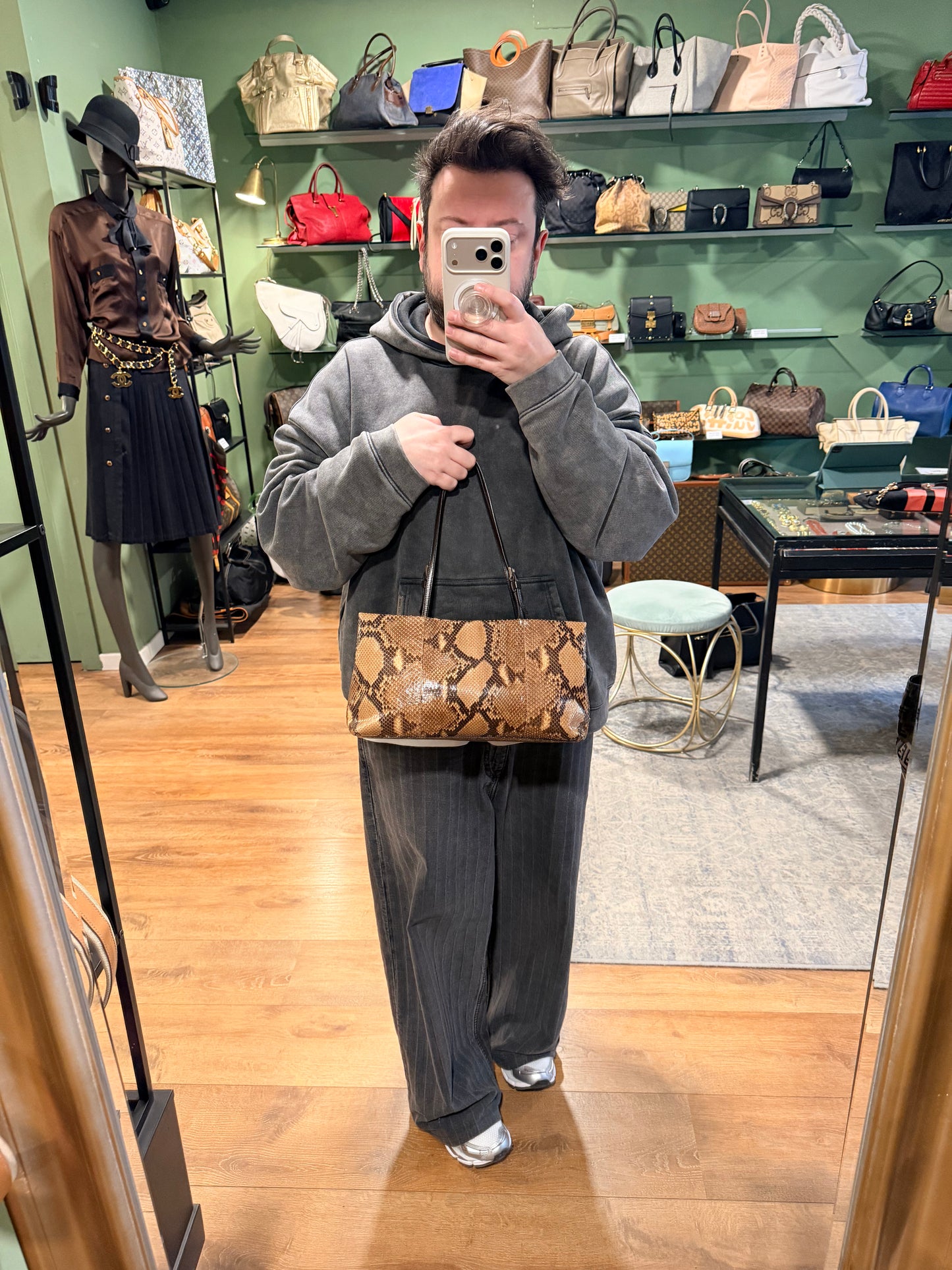 PRADA PYTON EAST WEST SHOULDER BAG