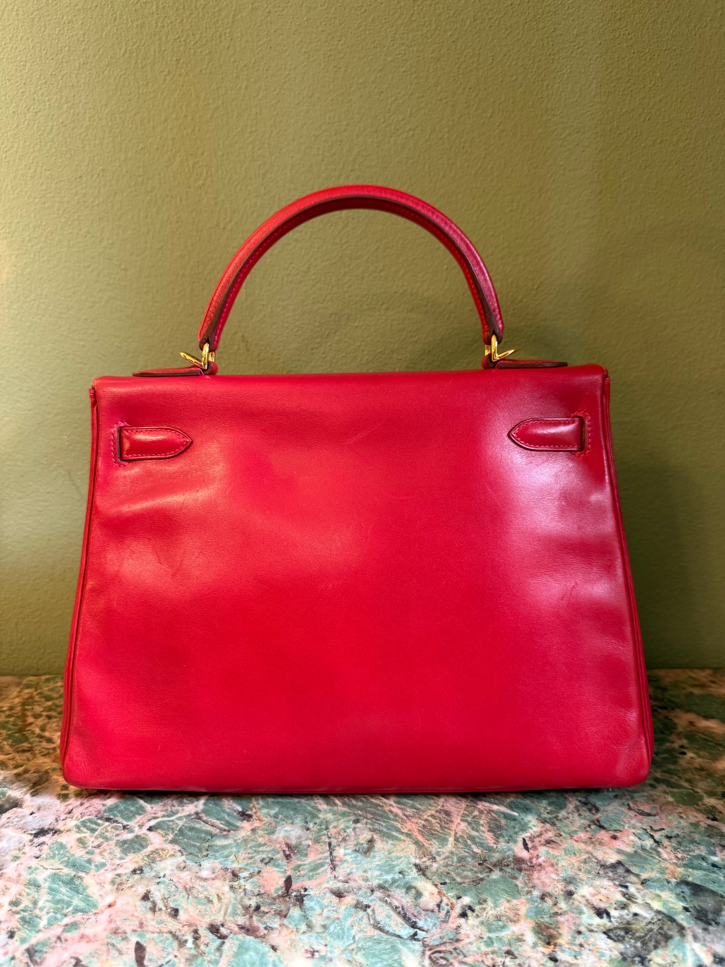 HERMÈS ROUGE VIF TADELAKT KELLY 32 HANDBAG