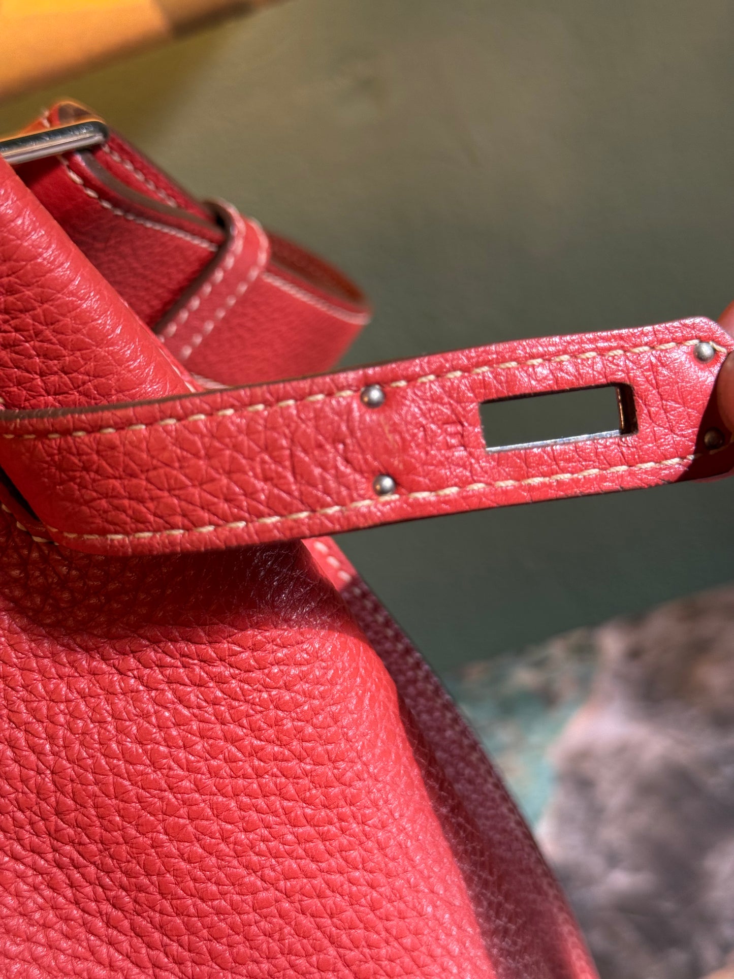 HERMÈS ORANGE TOGO SO KELLY 22 BUCKET SHOULDER BAG