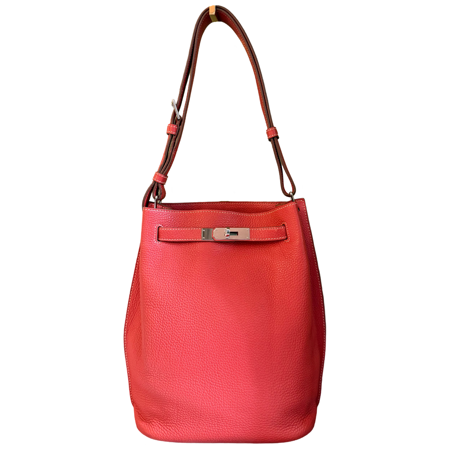 HERMÈS ORANGE TOGO SO KELLY 22 BUCKET SHOULDER BAG