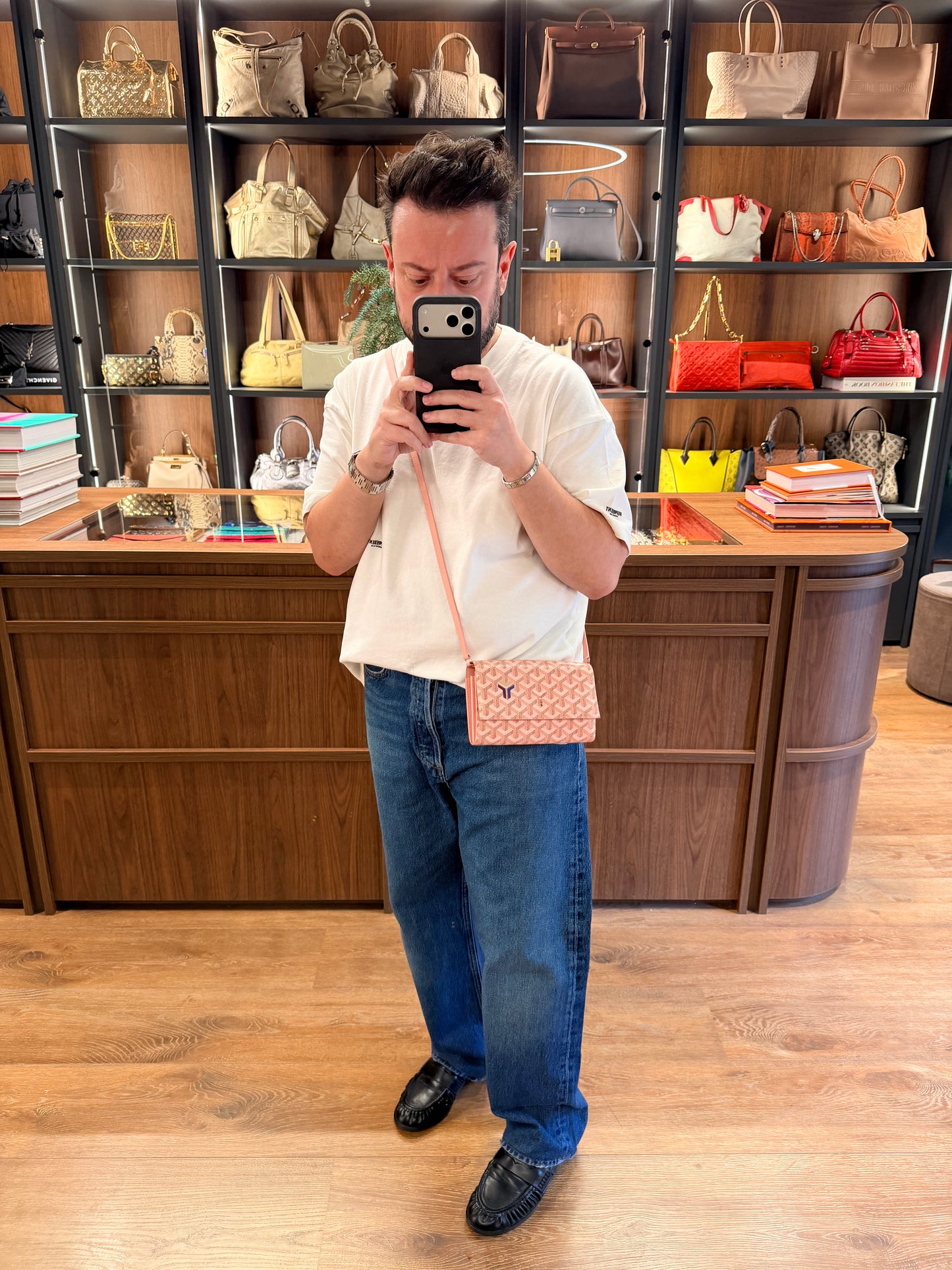 GOYARD PINK GOYARDINE LIMITED EDITION WALLET ON STRAP