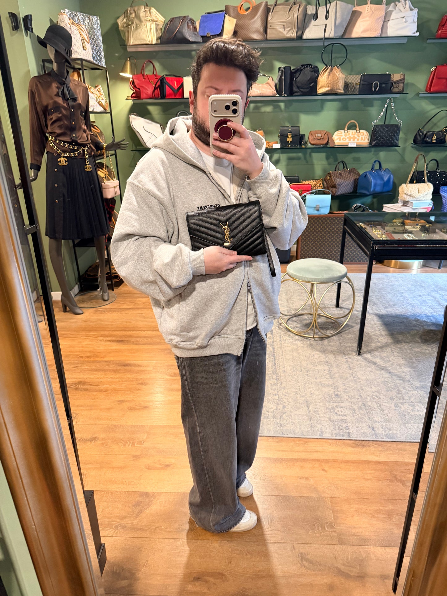 SAINT LAURENT BLACK CASSANDRE FLAP POUCH