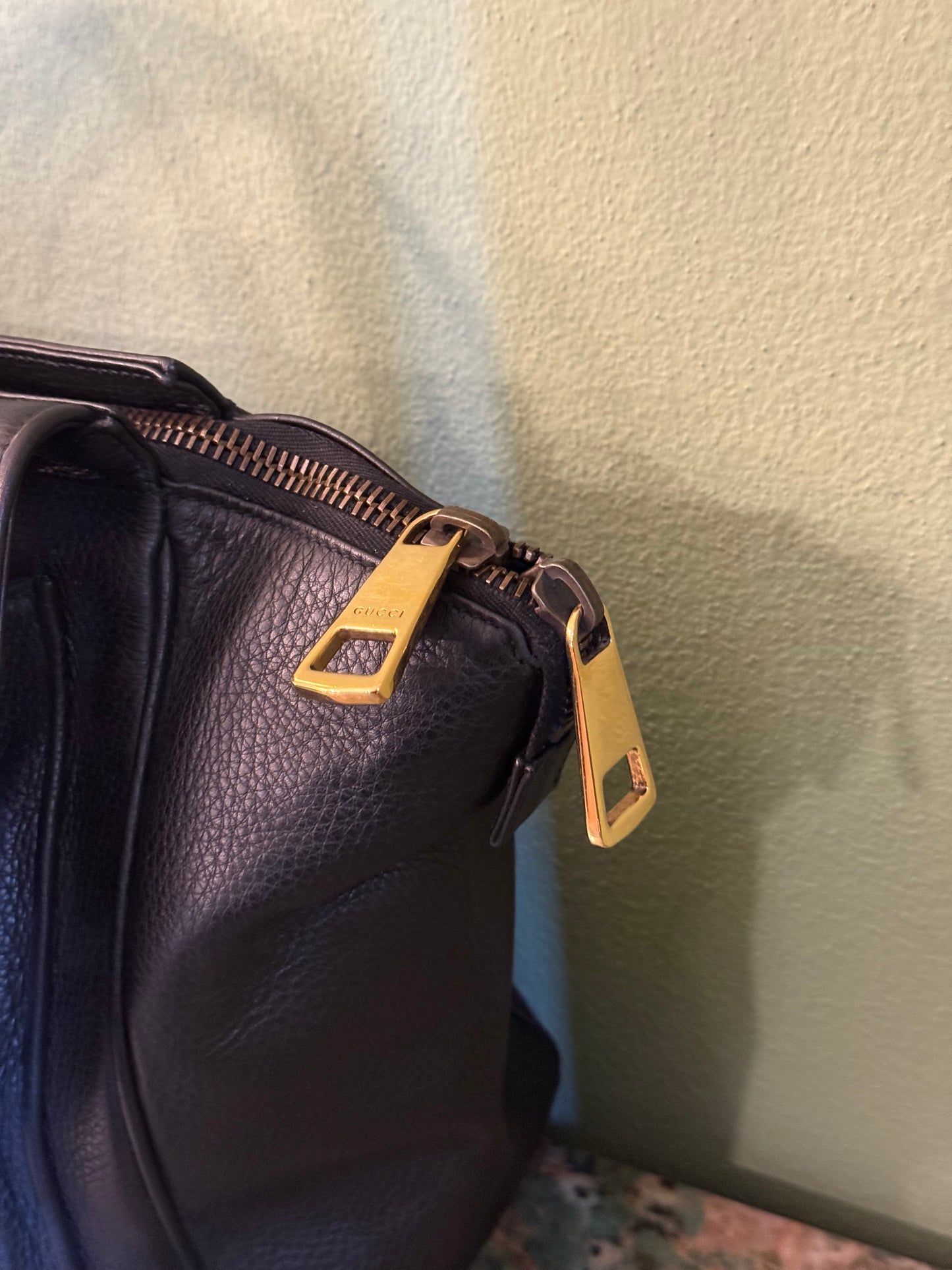GUCCI BLACK LARGE 1973 HANDBAG