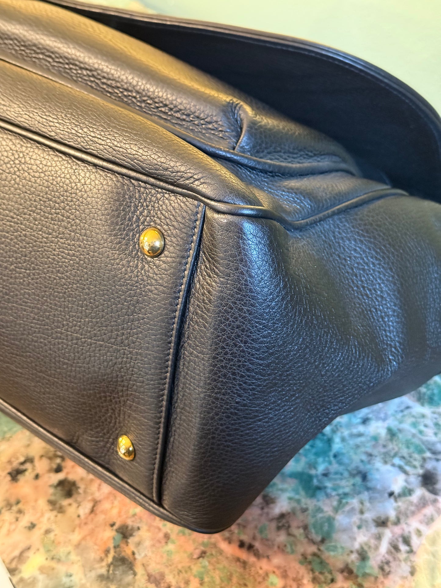 GUCCI BLACK LARGE 1973 HANDBAG