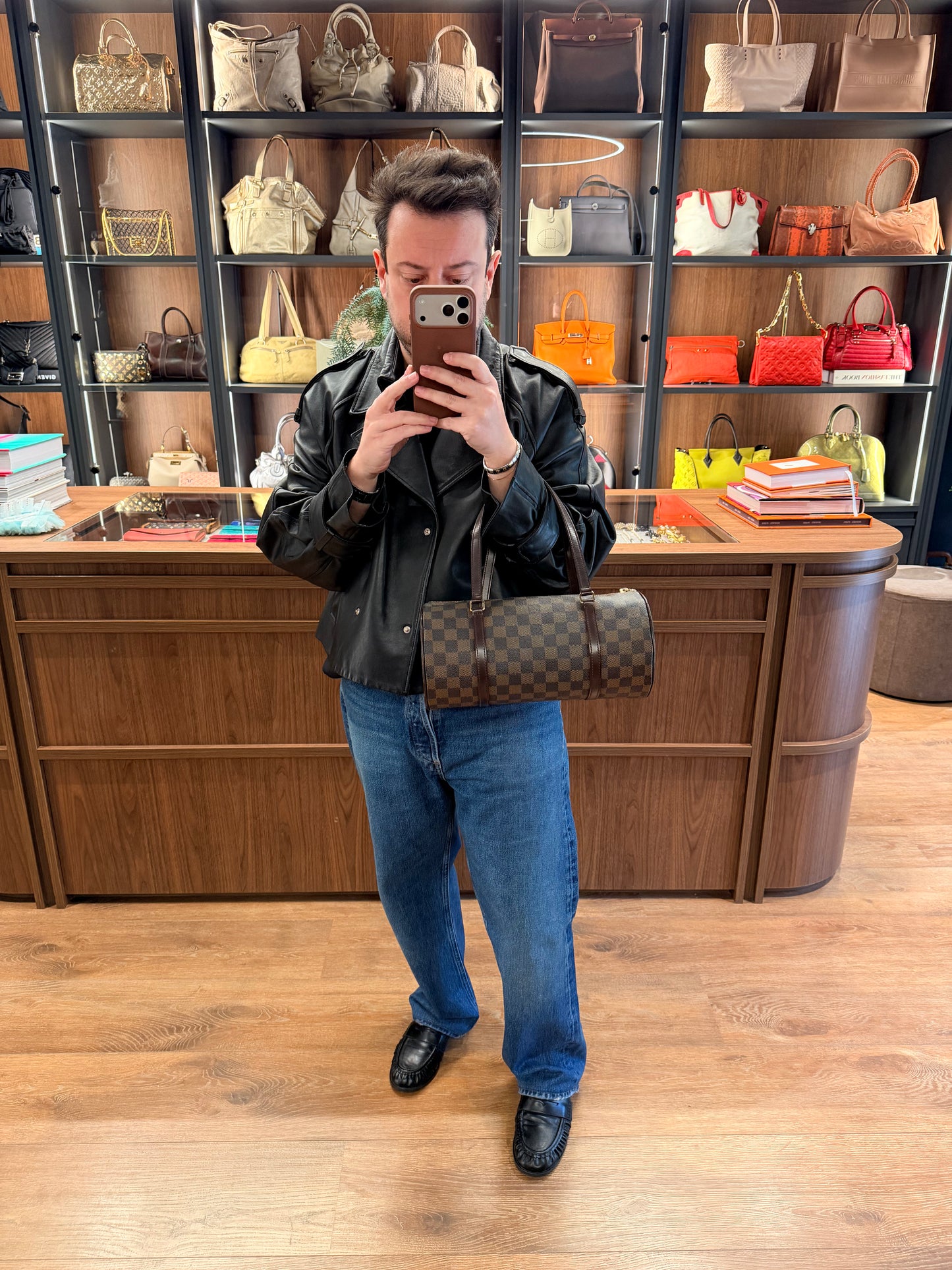 LOUIS VUITTON DAMIER EBENE PAPILLON 30 HANDBAG