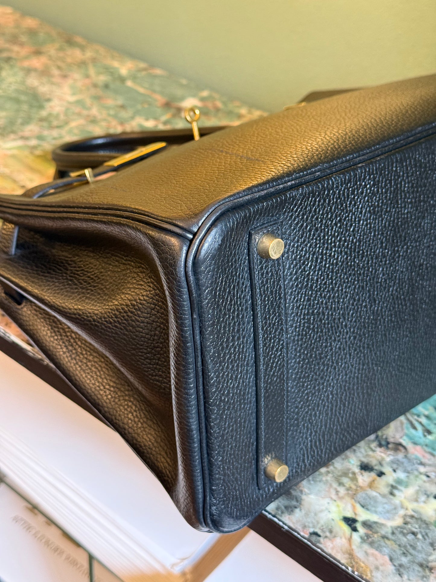 HERMÈS BLACK ARDENNE BIRKIN 35 HANDBAG