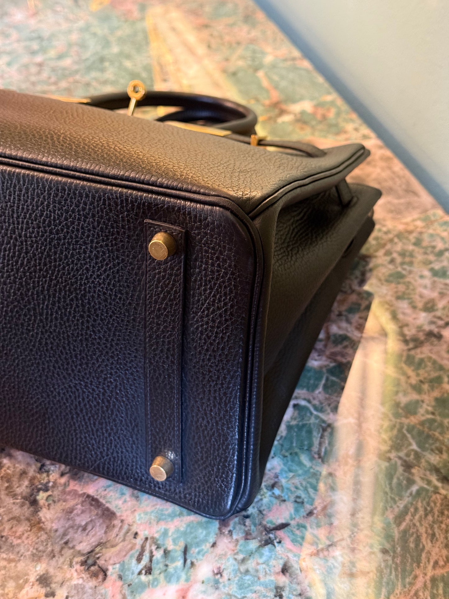 HERMÈS BLACK ARDENNE BIRKIN 35 HANDBAG