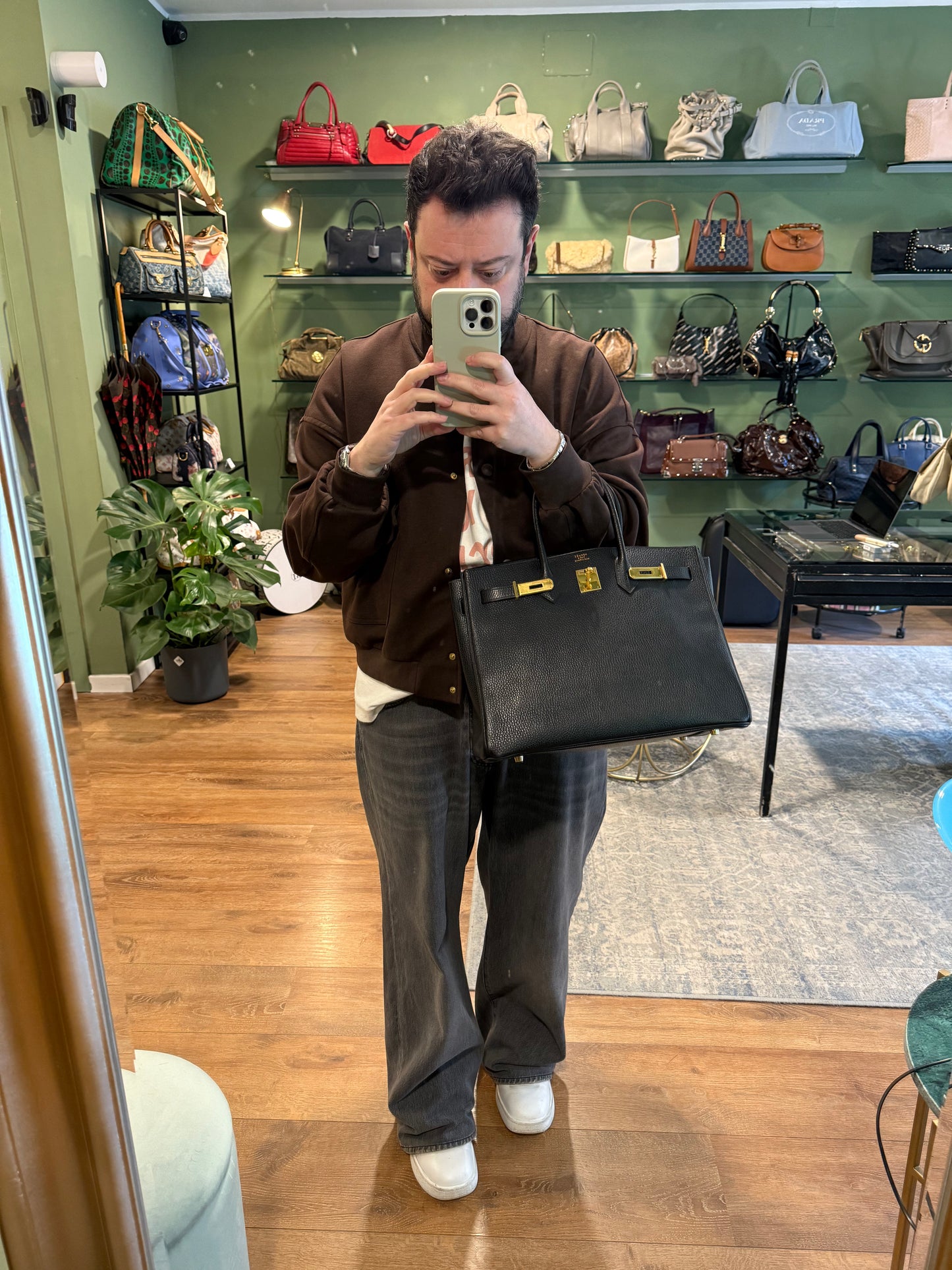 HERMÈS BLACK ARDENNE BIRKIN 35 HANDBAG
