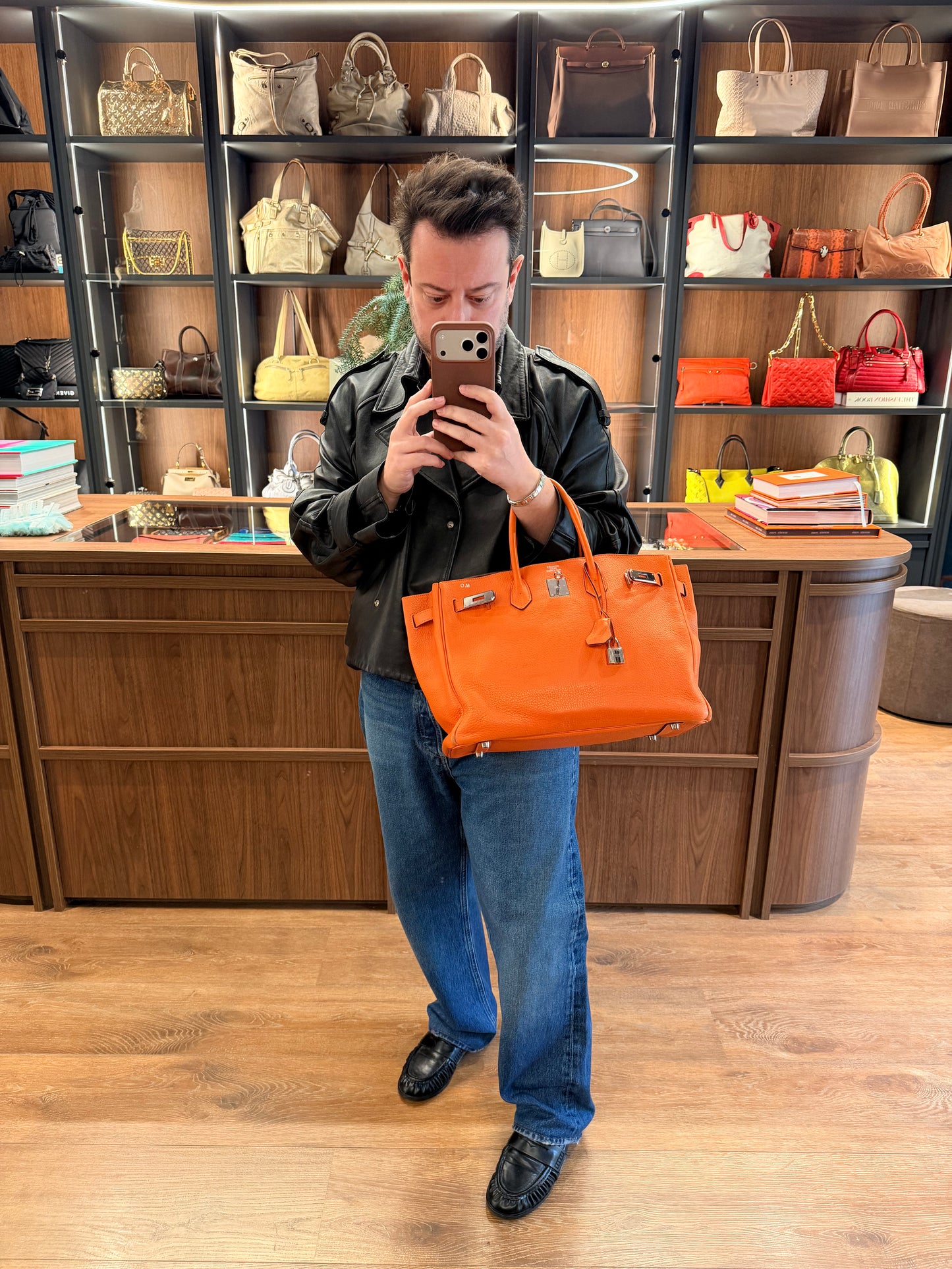HERMÈS ORANGE H TOGO BIRKIN 35 HANDBAG