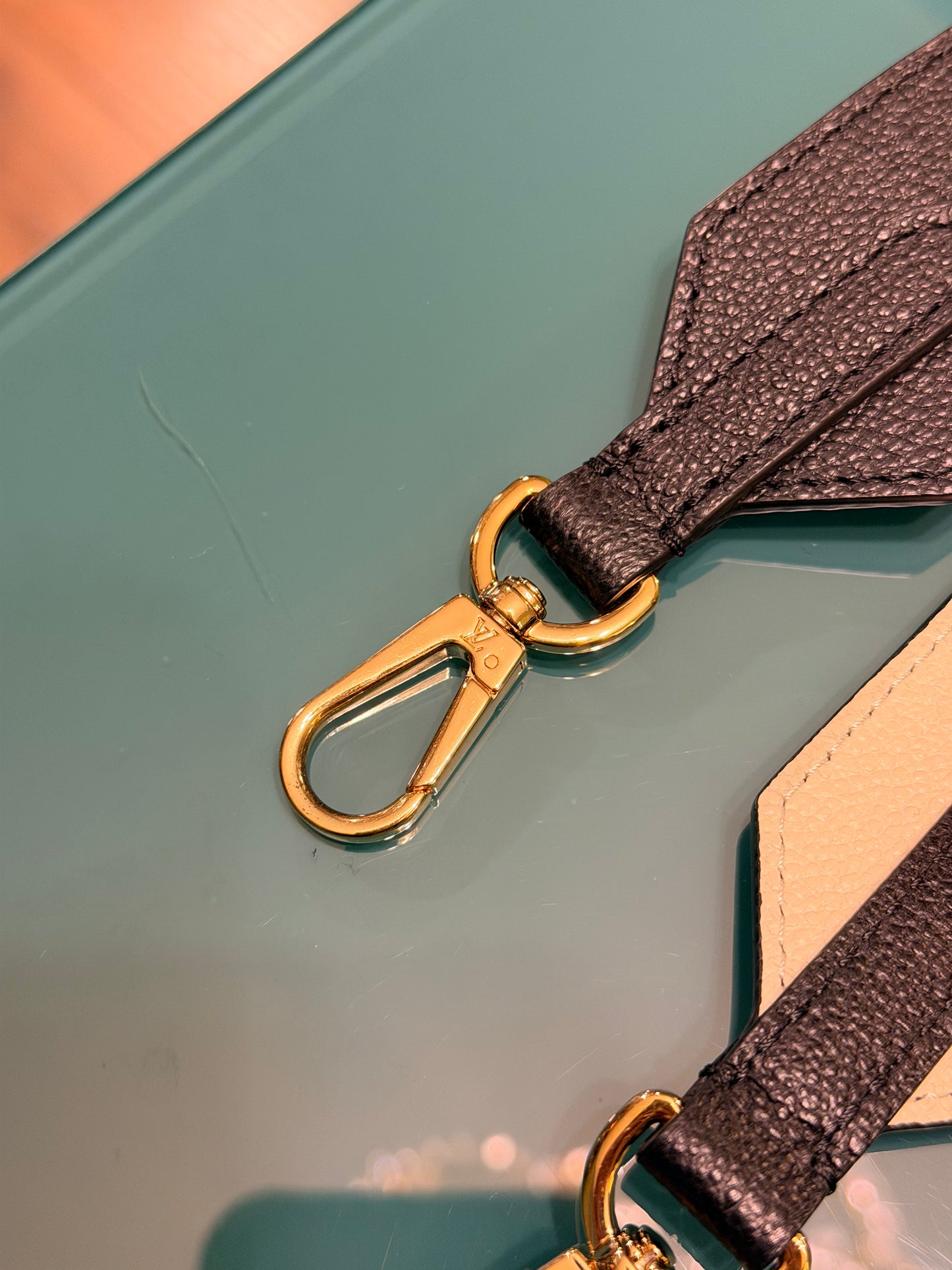 LOUIS VUITTON BLACK AND BEIGE EMPREINTE REMOVABLE SHOULDER STRAP