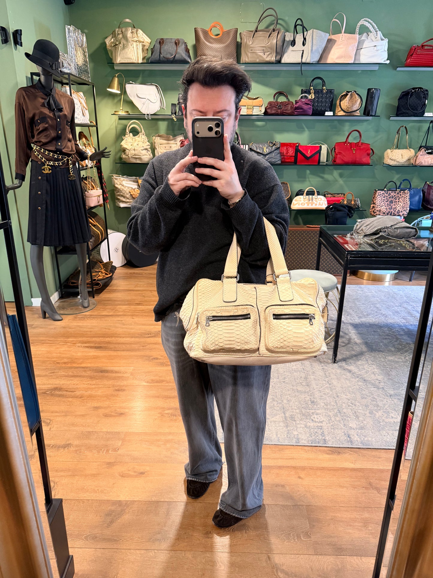 CHLOE CREAM PYTON BETTY HANDBAG