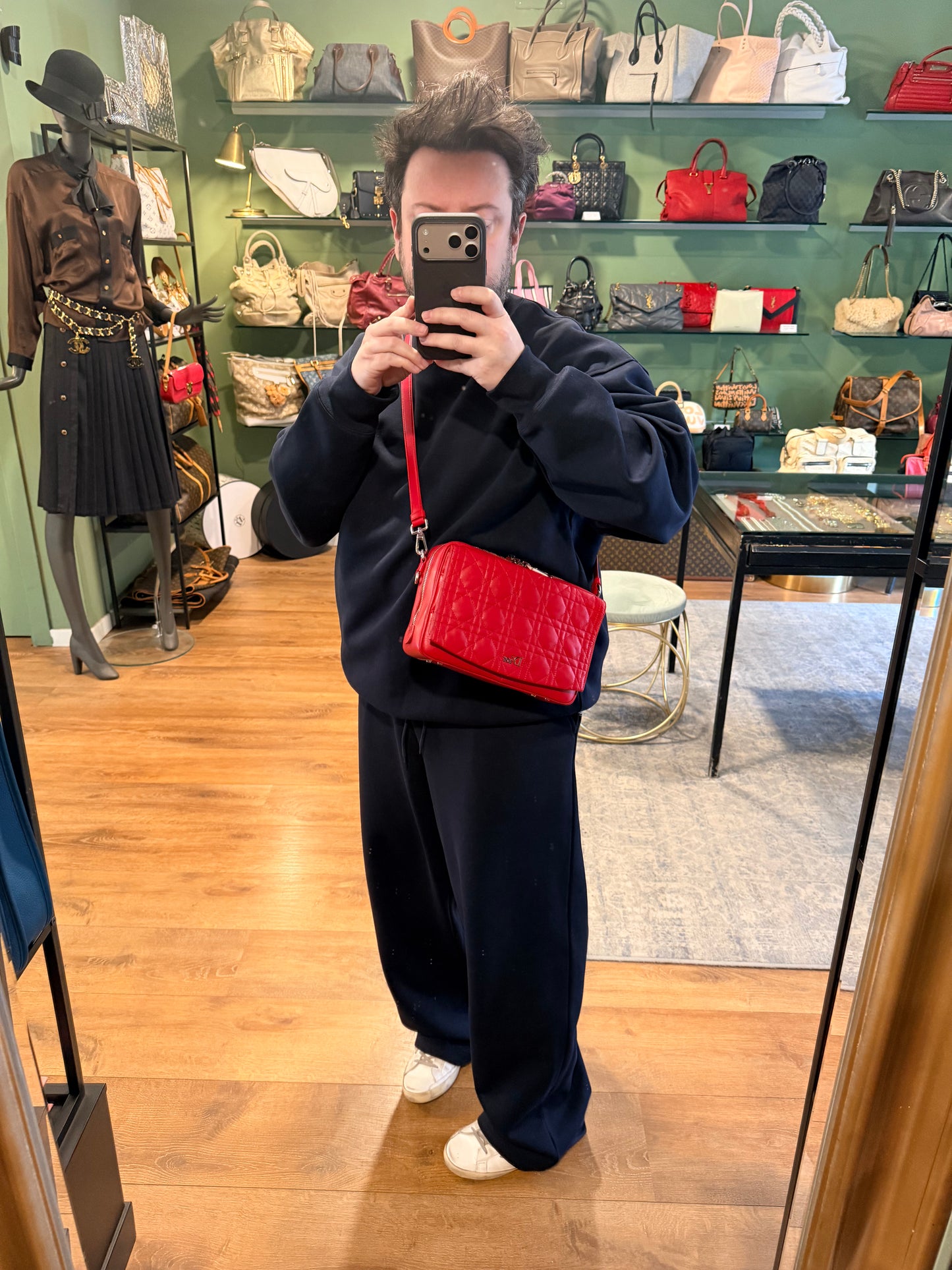 DIOR RED CANNAGE CAMERA CROSSBODY BAG