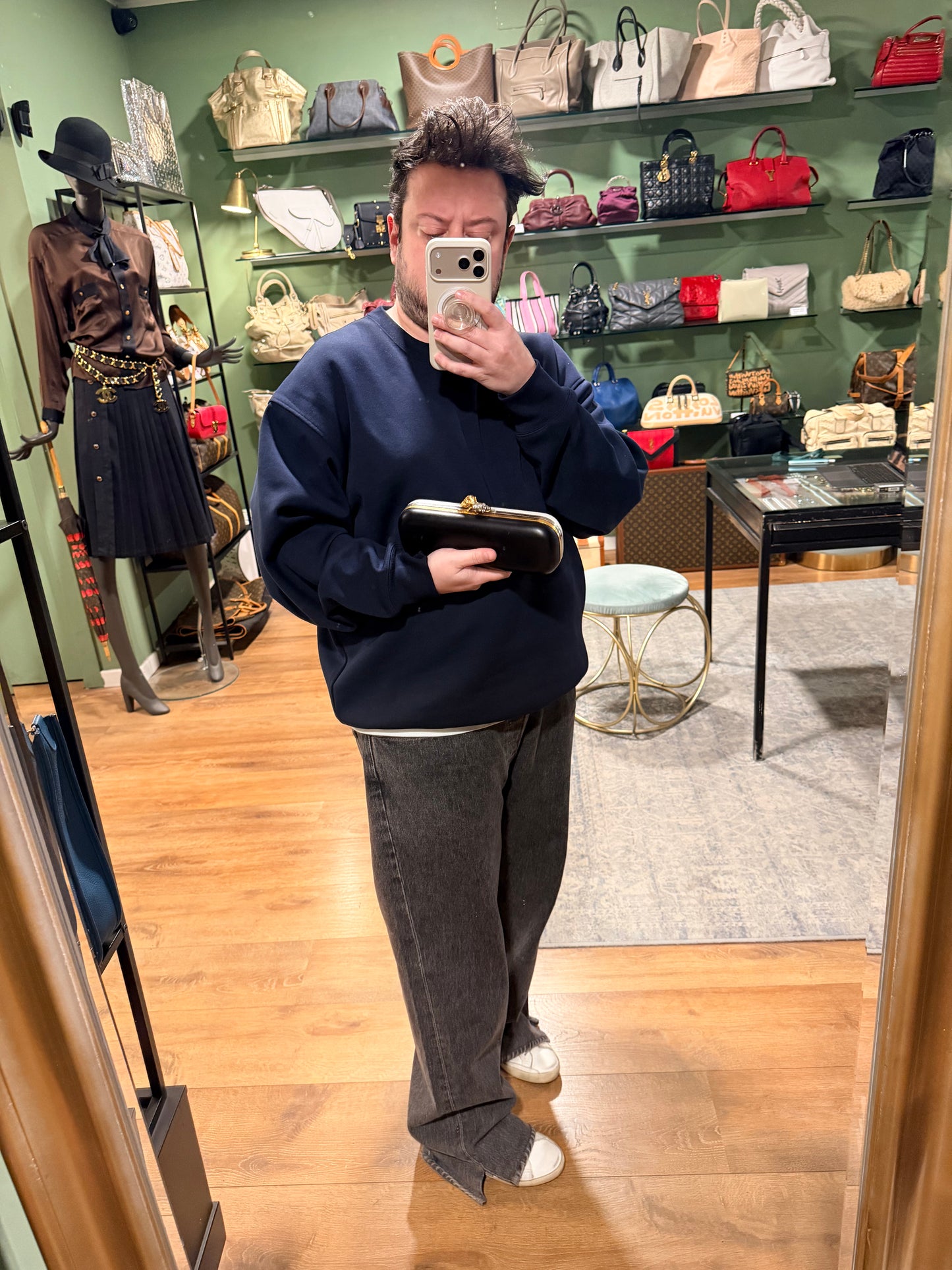 ALEXANDER MCQUEEN BLACK & WHITE SKULL LONG CLUTCH