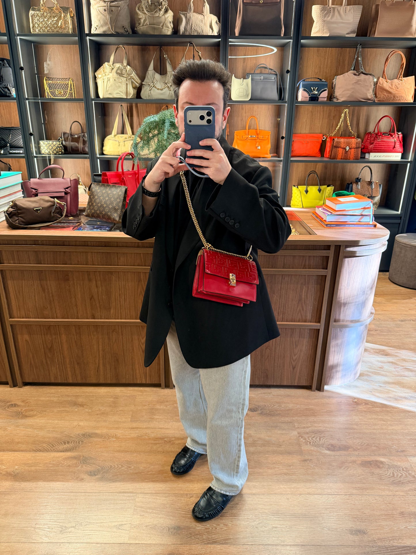 FENDI RED SMALL KAN I CROSSBODY BAG
