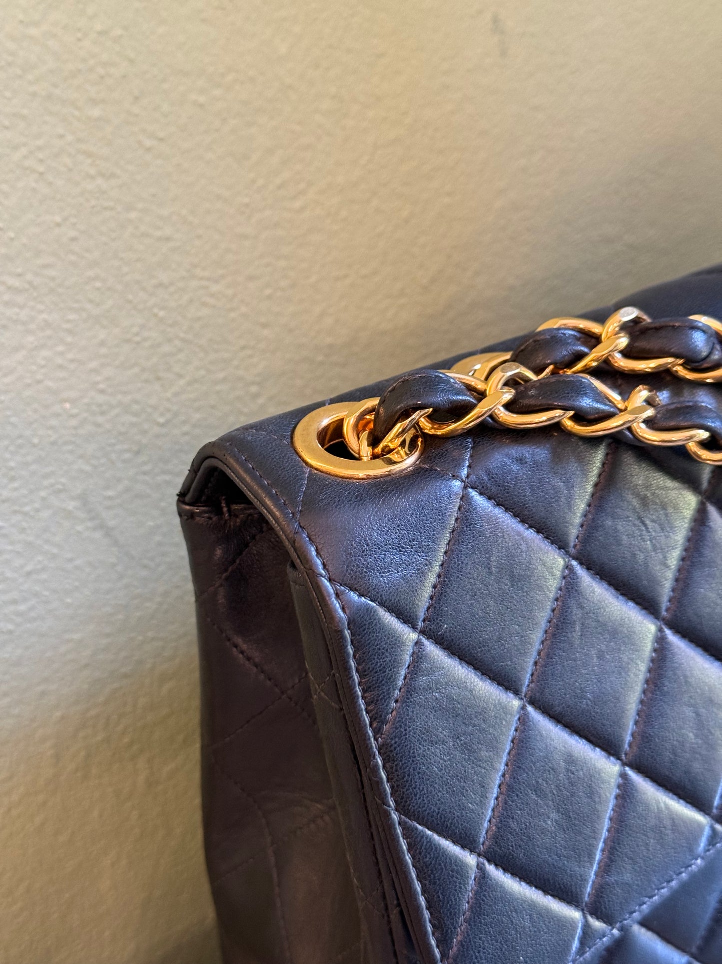 CHANEL BLACK LAMBSKIN JUMBO CLASSIC SINGLE FLAP SHOULDER BAG
