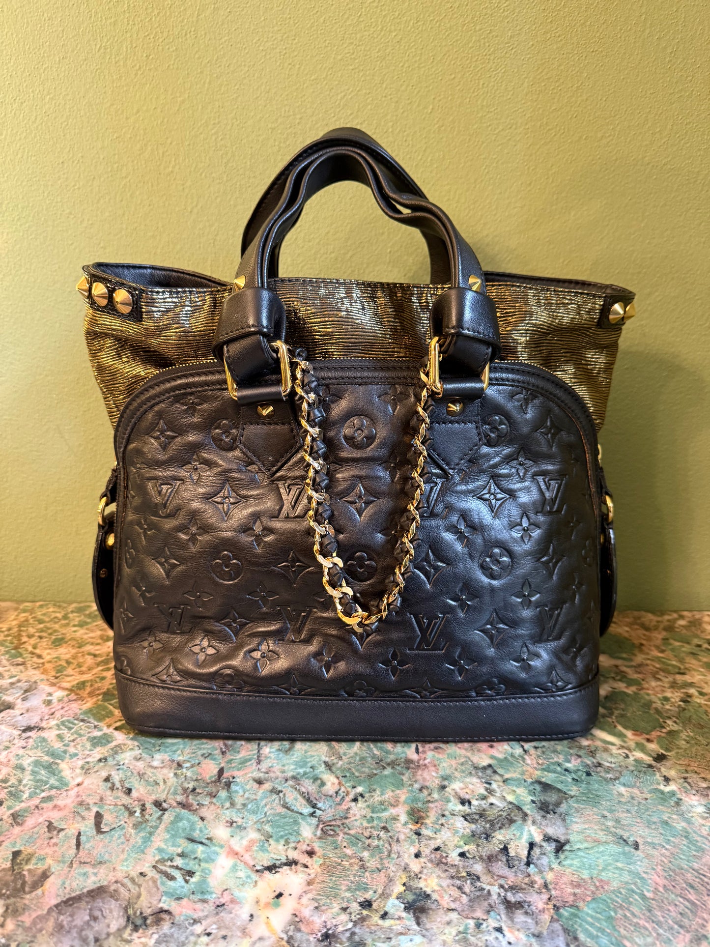 LOUIS VUITTON BLACK DOUBLE JEU NEO ALMA HANDBAG