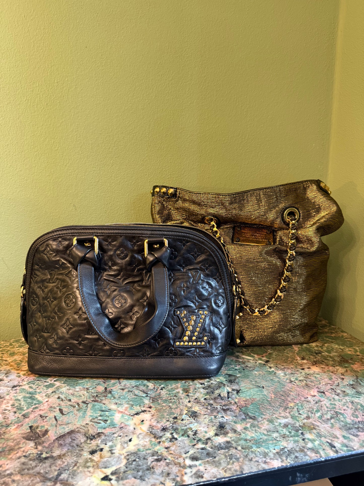LOUIS VUITTON BLACK DOUBLE JEU NEO ALMA HANDBAG
