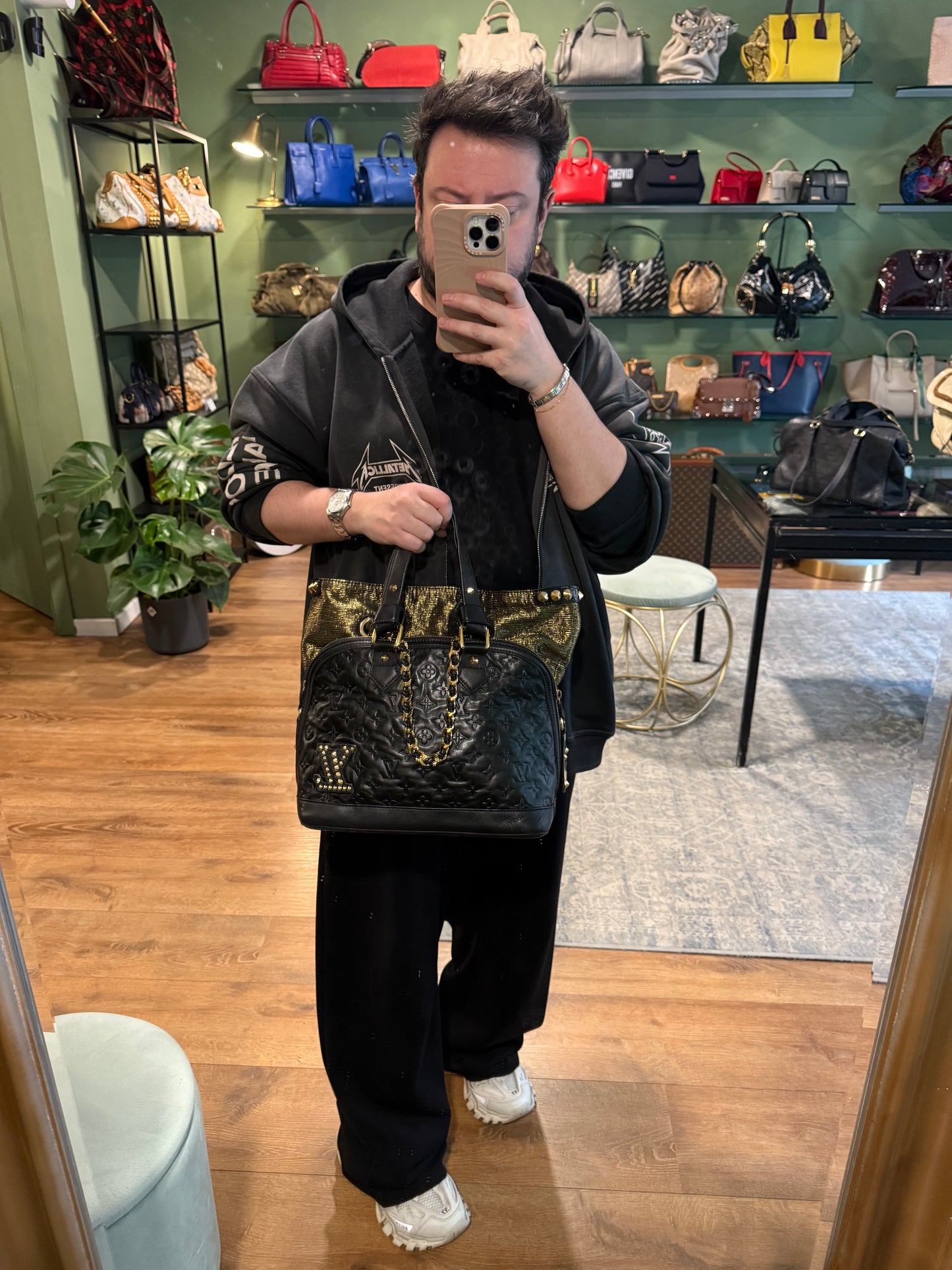 LOUIS VUITTON BLACK DOUBLE JEU NEO ALMA HANDBAG