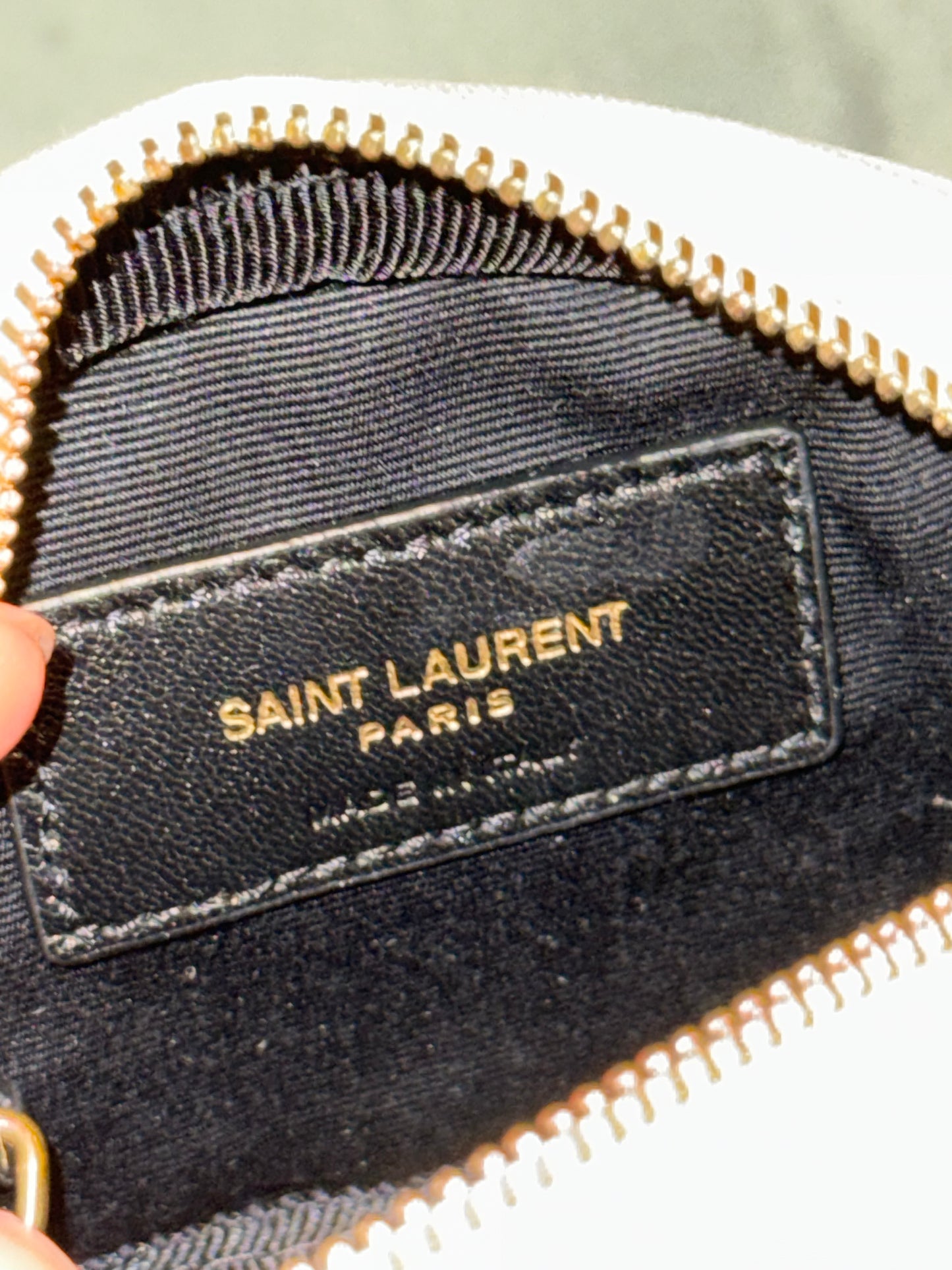 SAINT LAURENT BEIGE MATELASSÉ KEY POUCH
