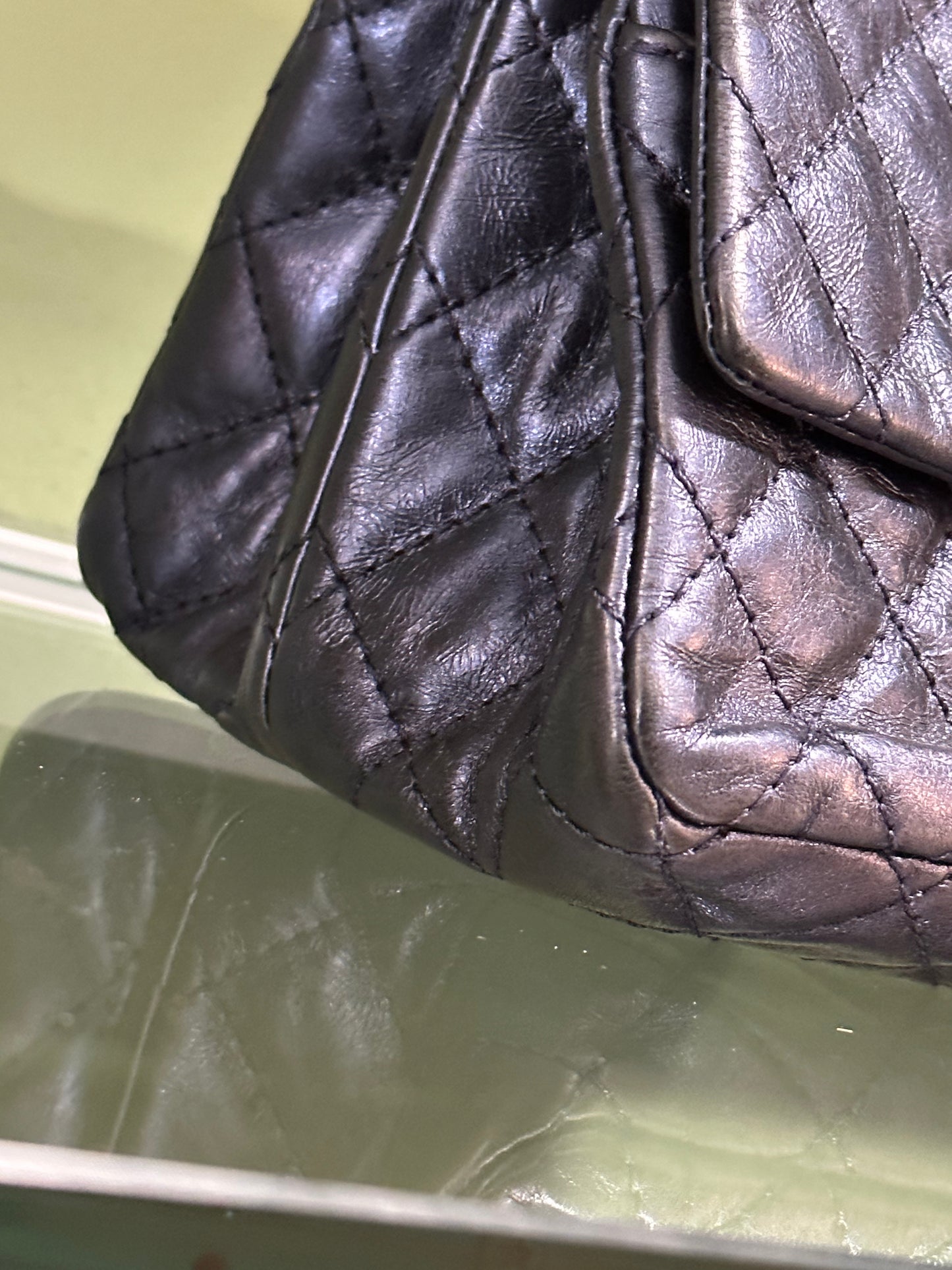 CHANEL METALLIC NAVY DOUBLE GASSET 2.55 REISSUE SHOULDER BAG