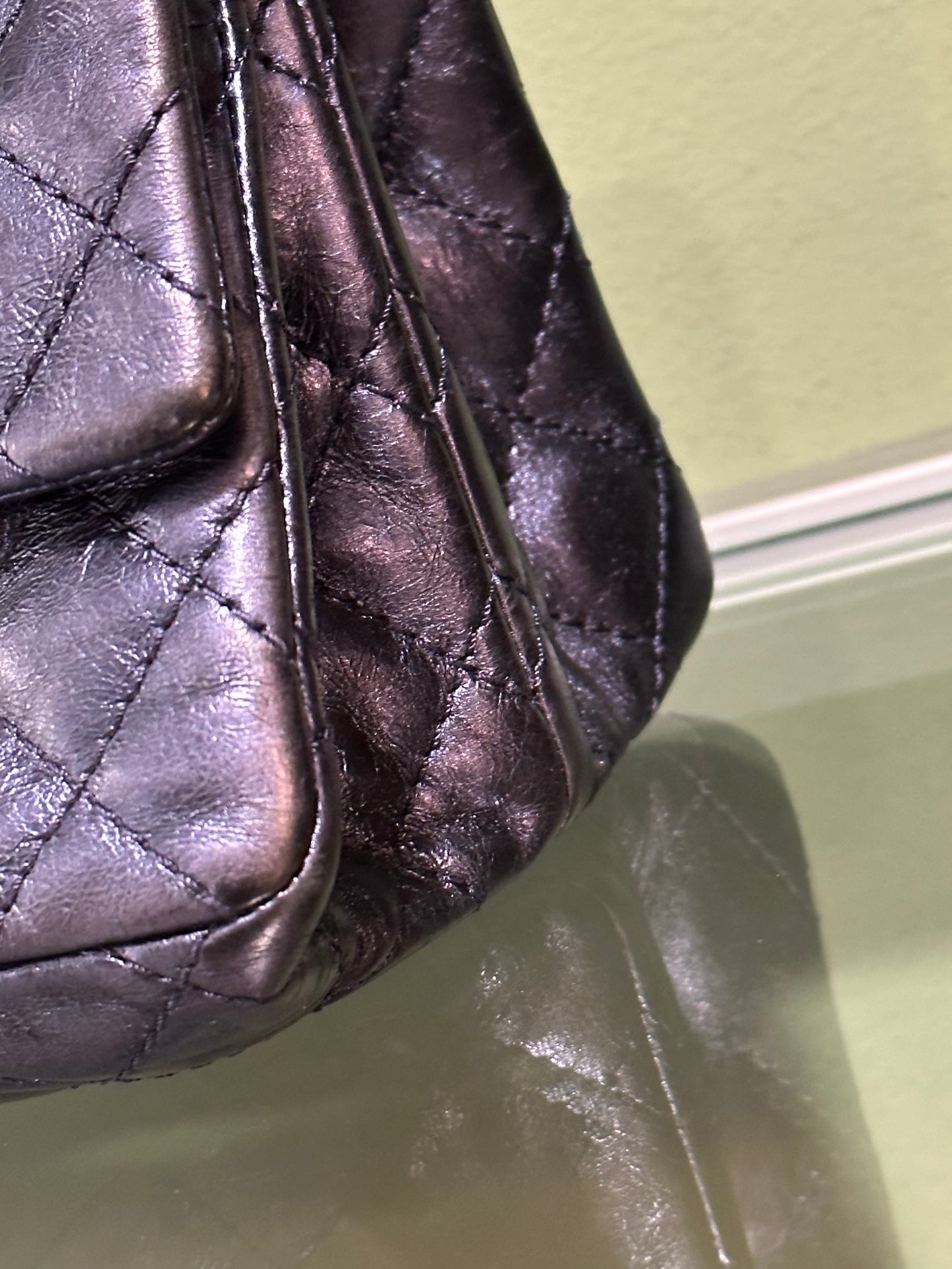 CHANEL METALLIC NAVY DOUBLE GASSET 2.55 REISSUE SHOULDER BAG