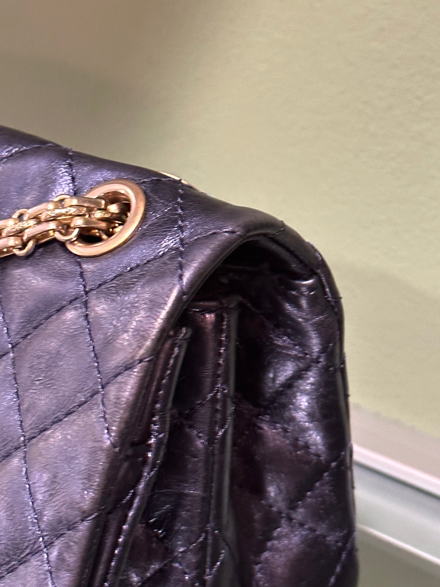 CHANEL METALLIC NAVY DOUBLE GASSET 2.55 REISSUE SHOULDER BAG