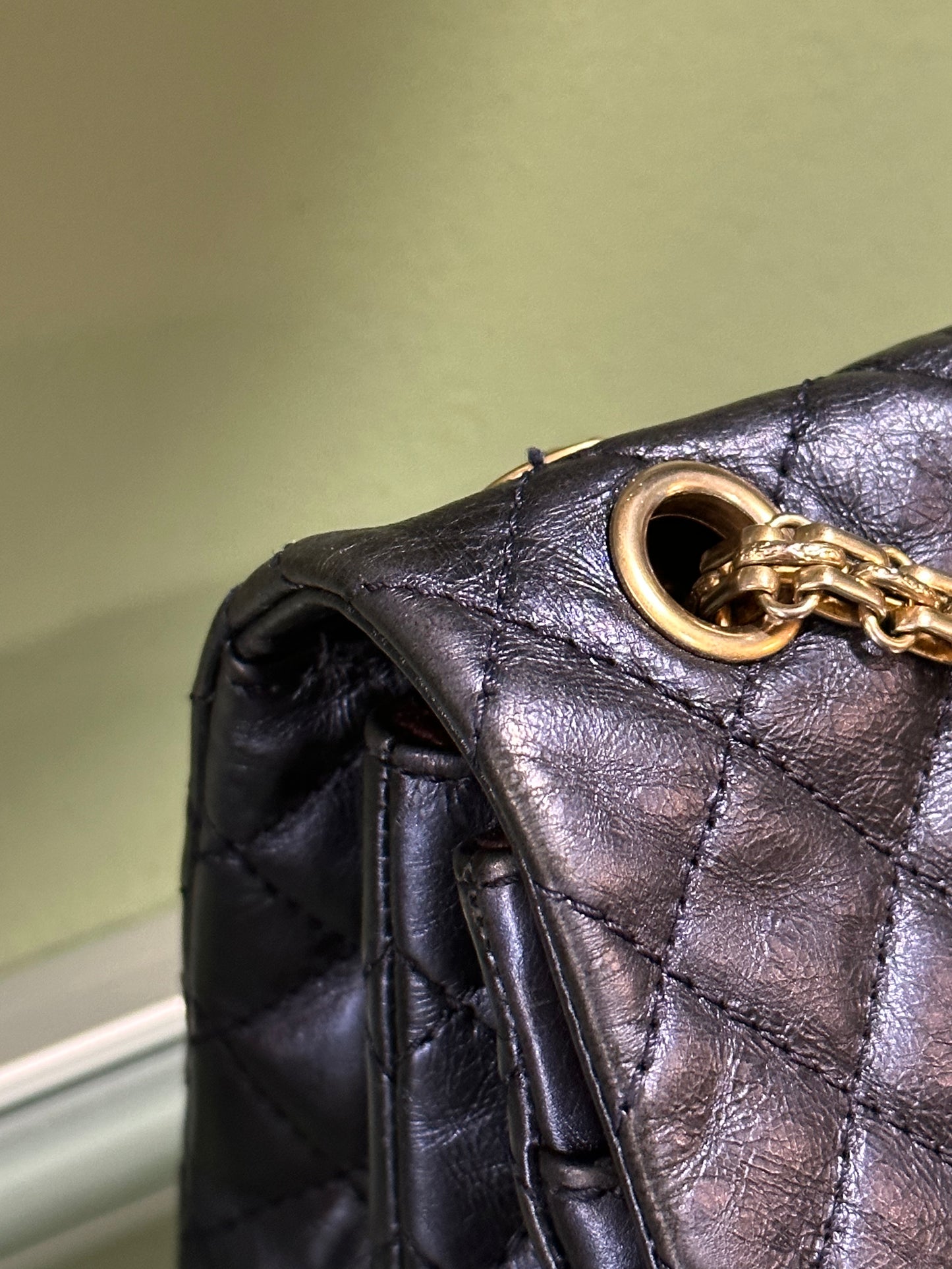 CHANEL METALLIC NAVY DOUBLE GASSET 2.55 REISSUE SHOULDER BAG