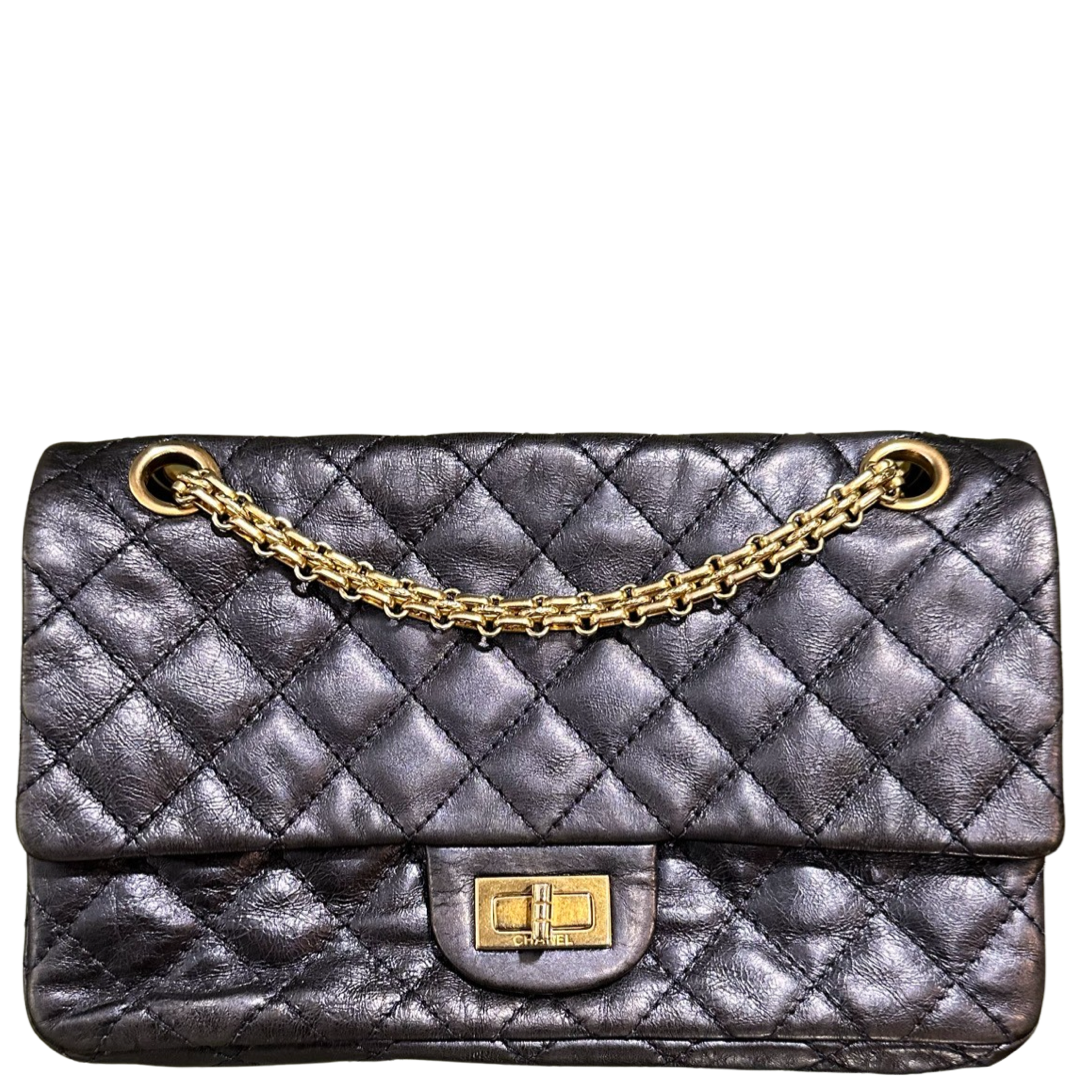 CHANEL METALLIC NAVY DOUBLE GASSET 2.55 REISSUE SHOULDER BAG