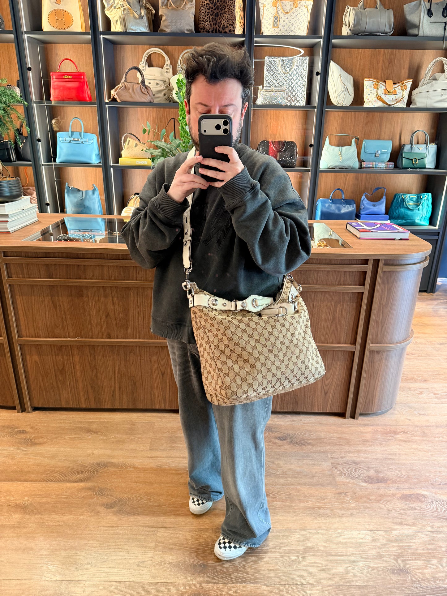 GUCCI MONOGRAM ICON BIT TWO WAY HANDBAG