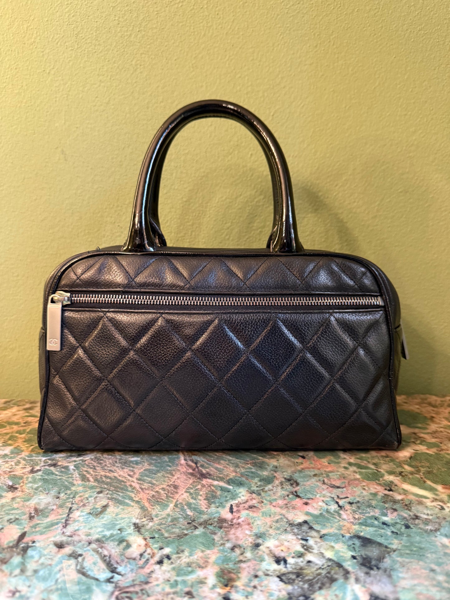 CHANEL BLACK CAVIAR SMALL BOWLER HANDBAG