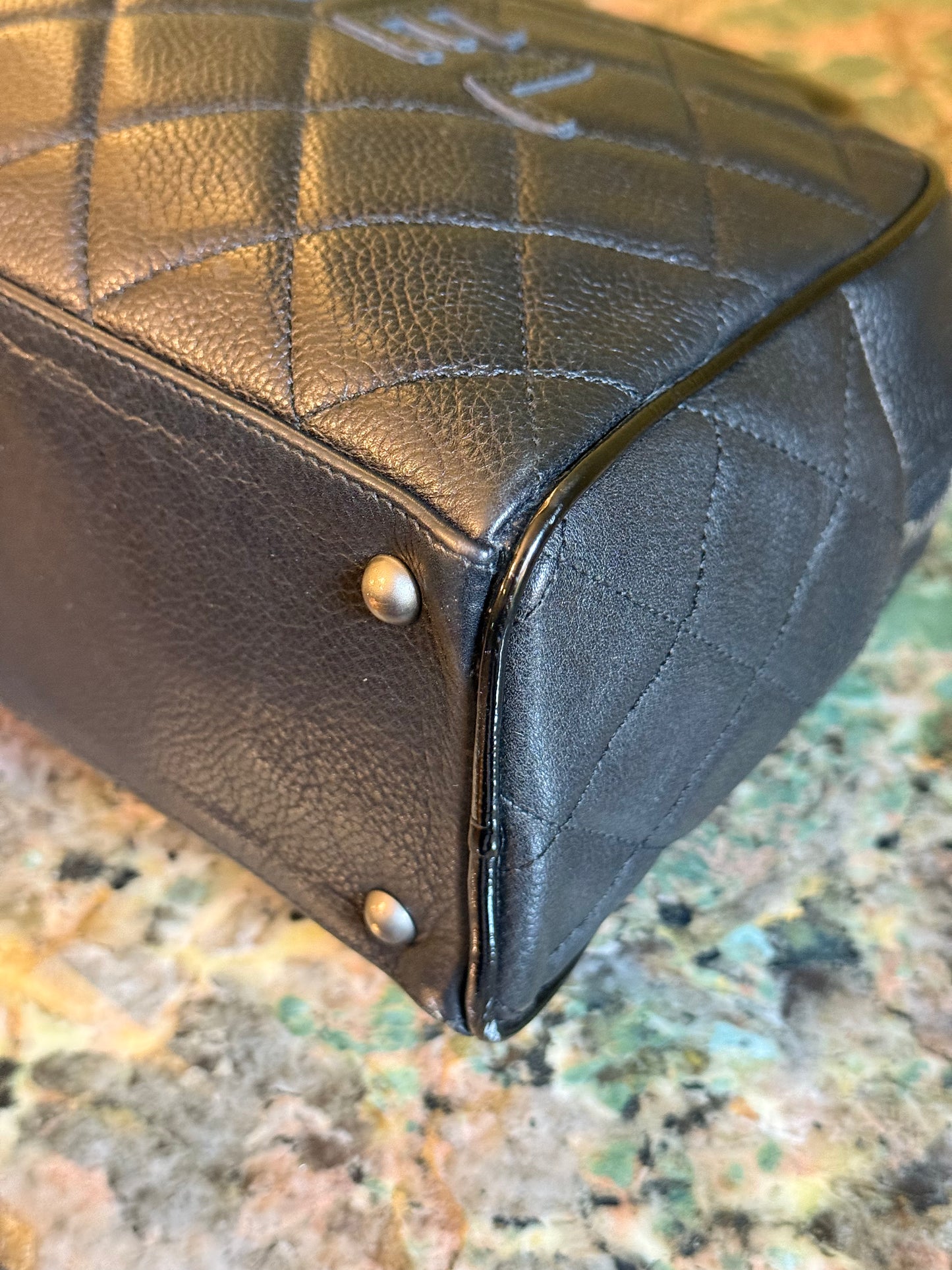 CHANEL BLACK CAVIAR SMALL BOWLER HANDBAG